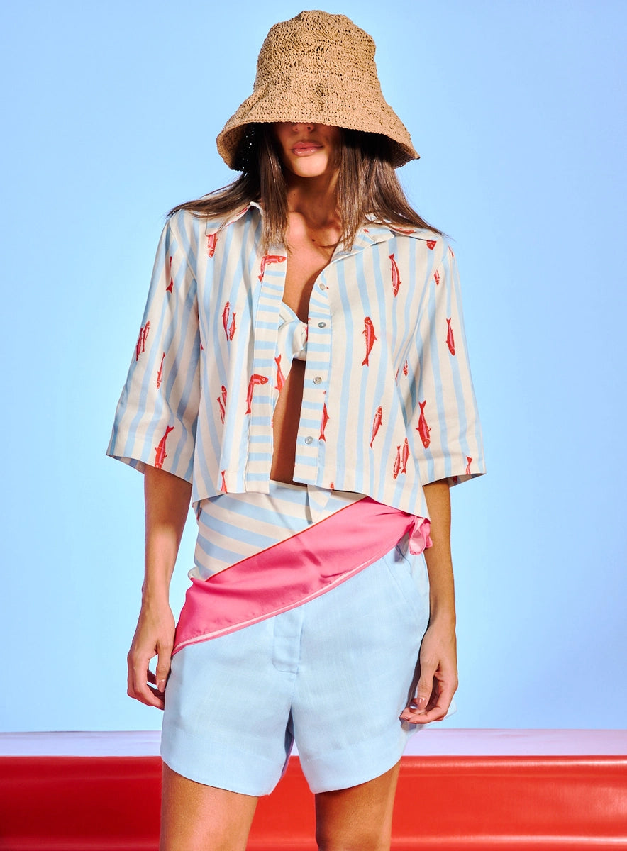 Camisa Linho Estampada Manjuas