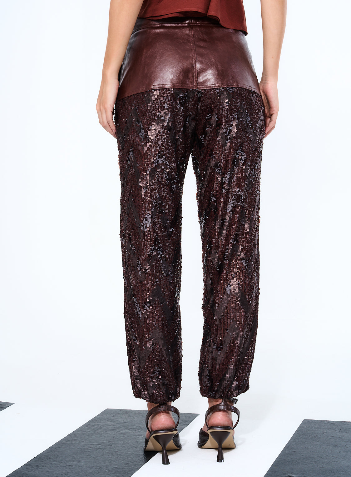 Calça Paetê Marrom Terracota