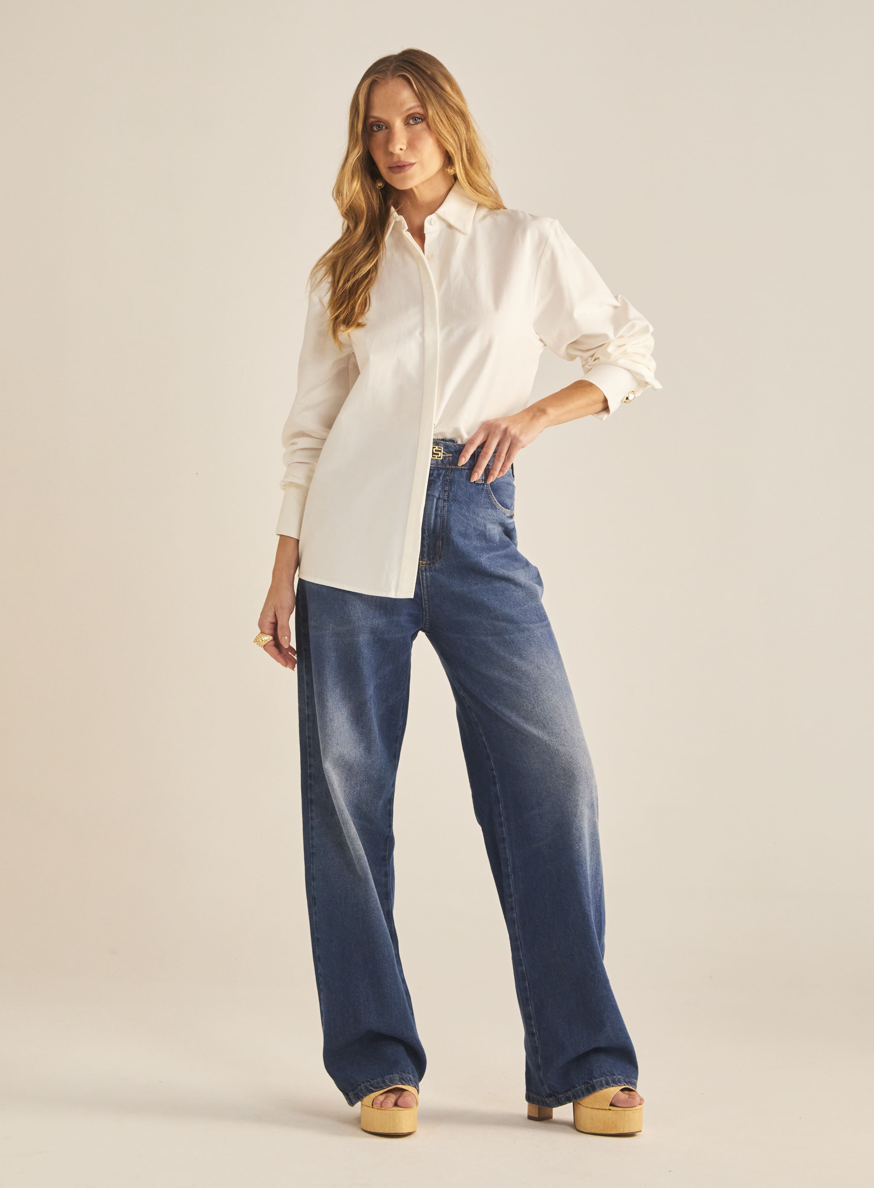 Camisa Over Alongada Off Shell