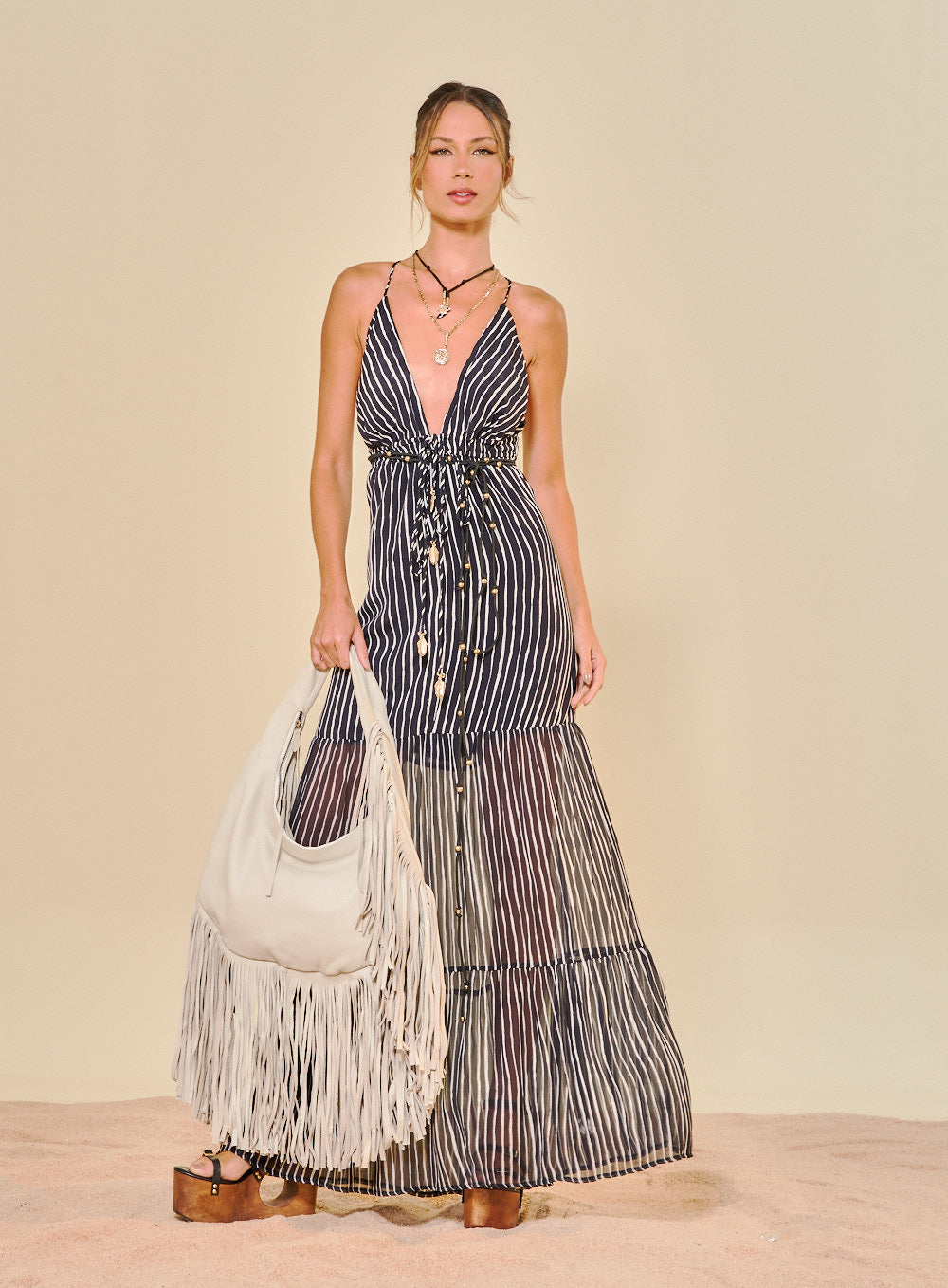 Vestido Estampado Stripes Black