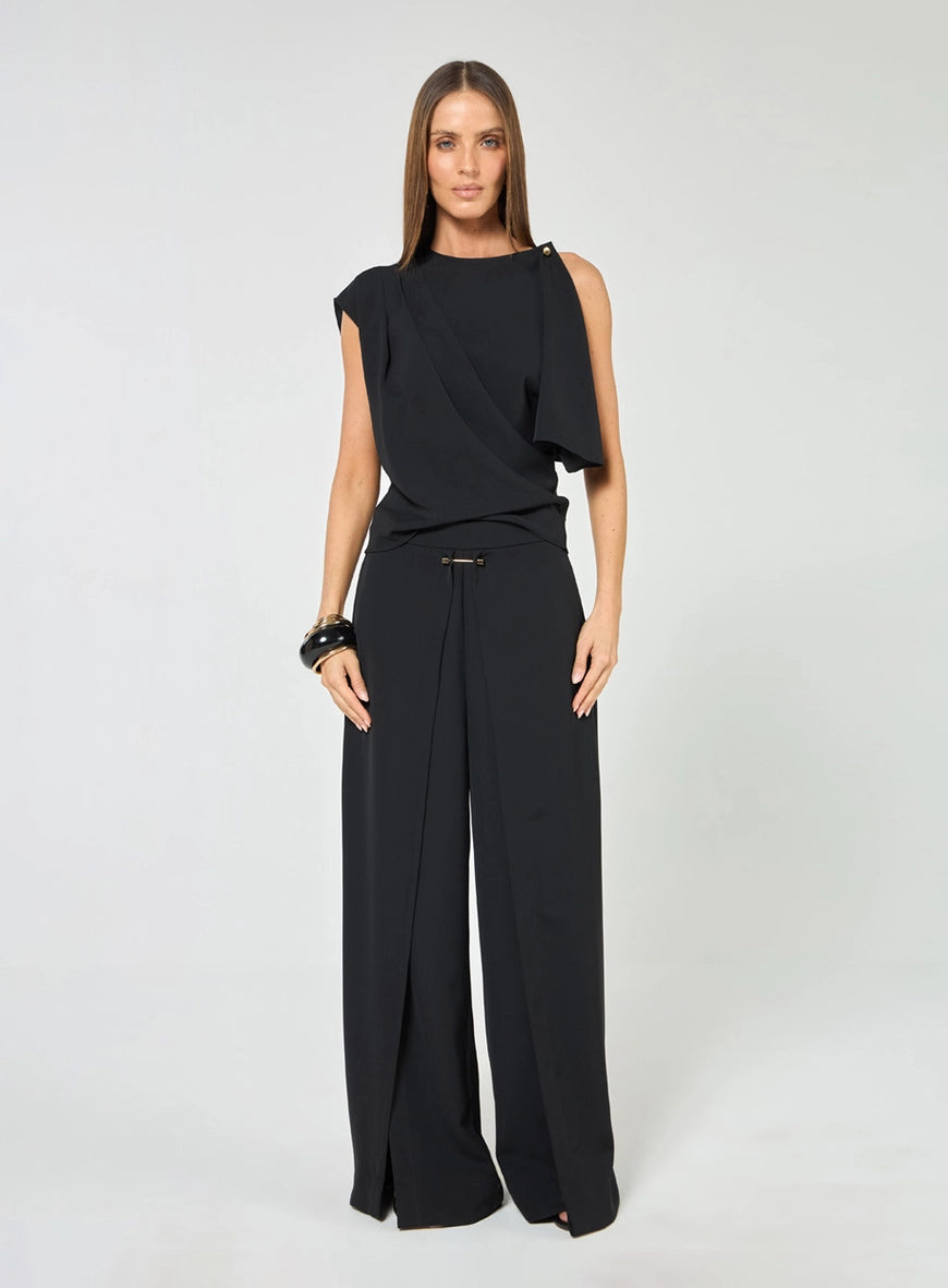 Conjunto Blusa Assimétrica E Calça Preto