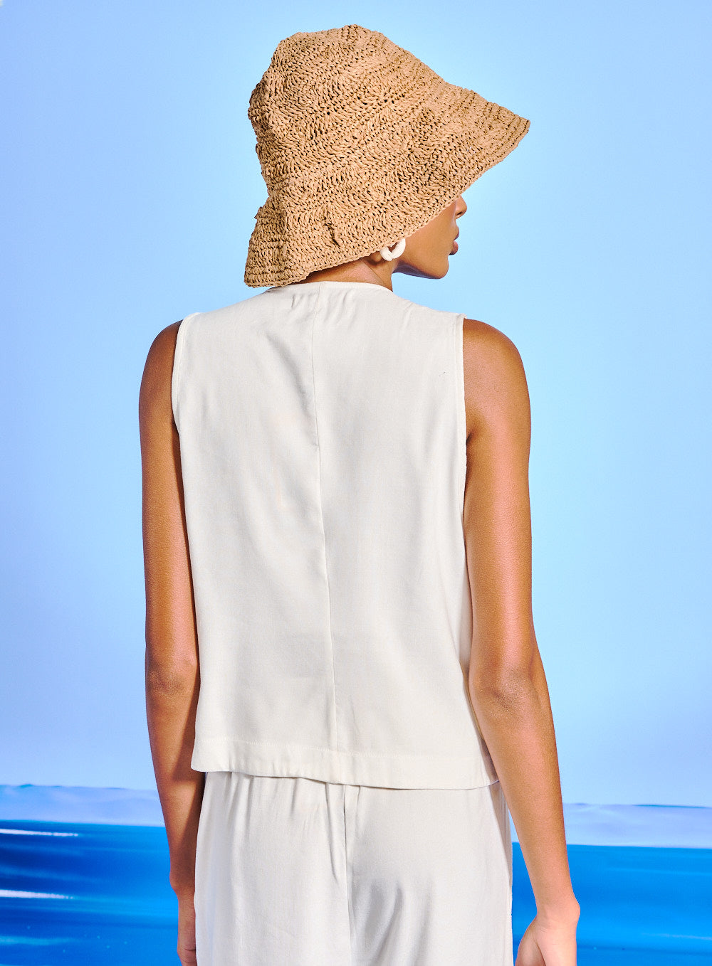 Colete Linho Com Bordado Off Shell