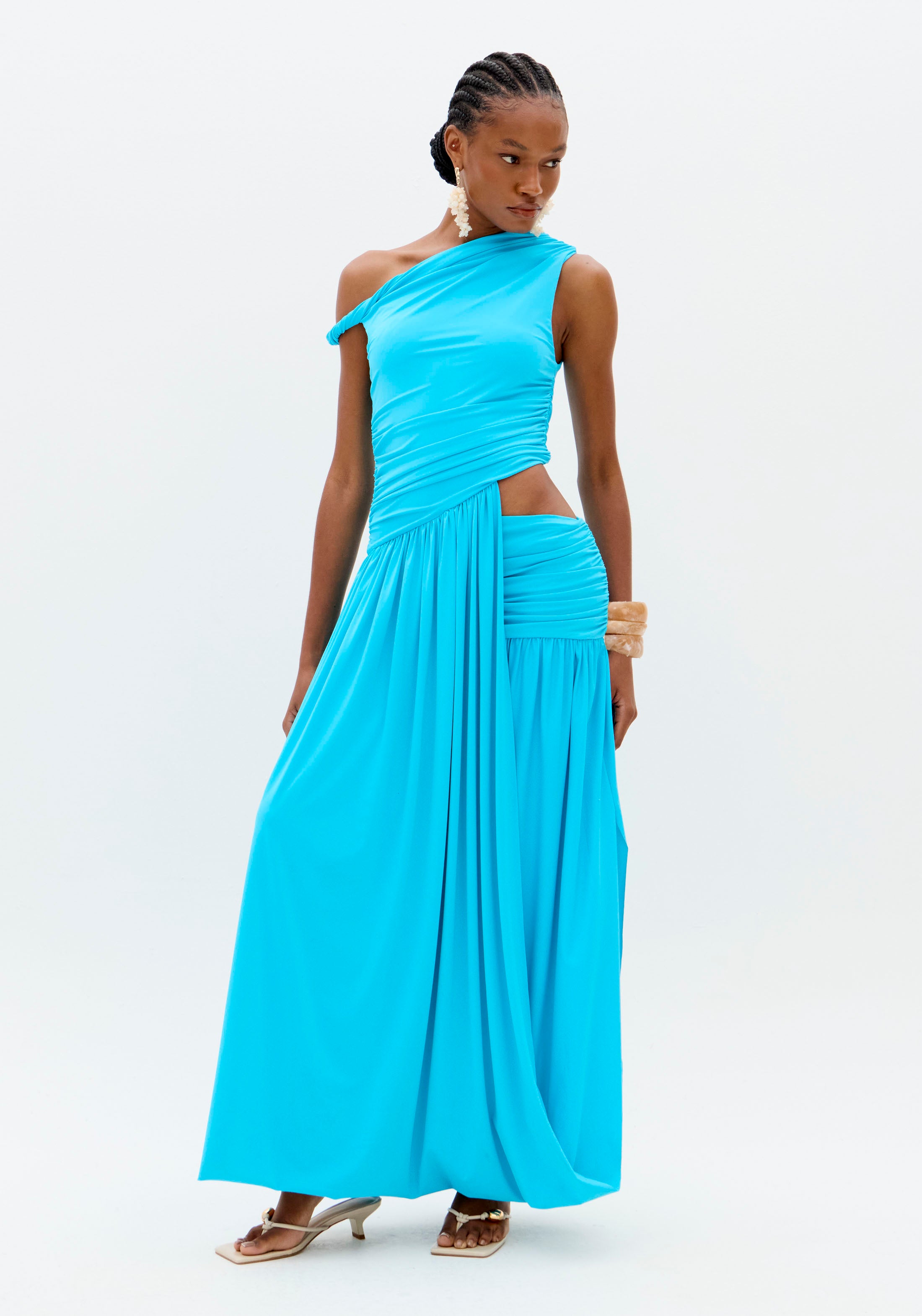 Vestido Ombro Único Com Torção Piscine