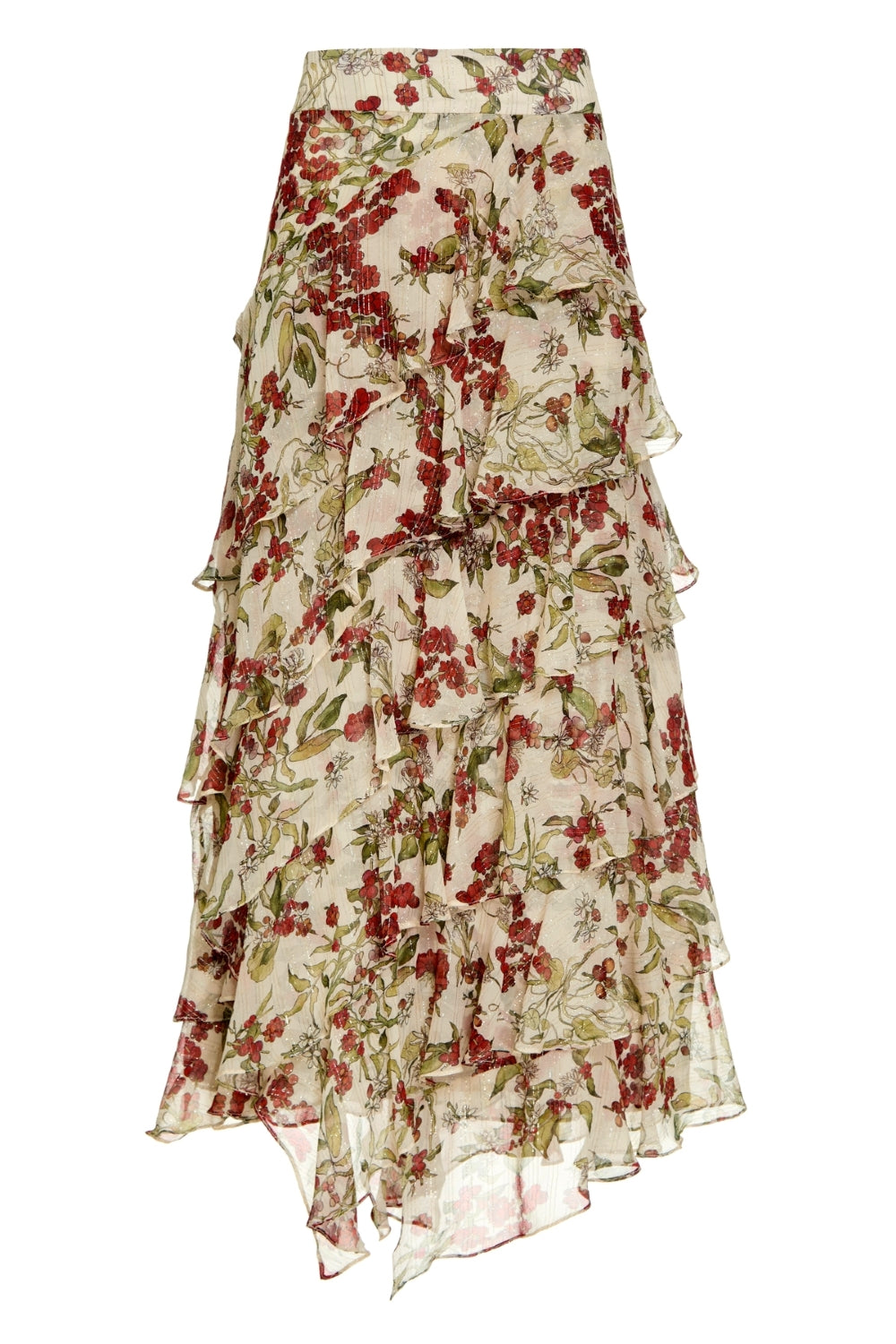 Saia Macchiato Estampada Floral Cafezal