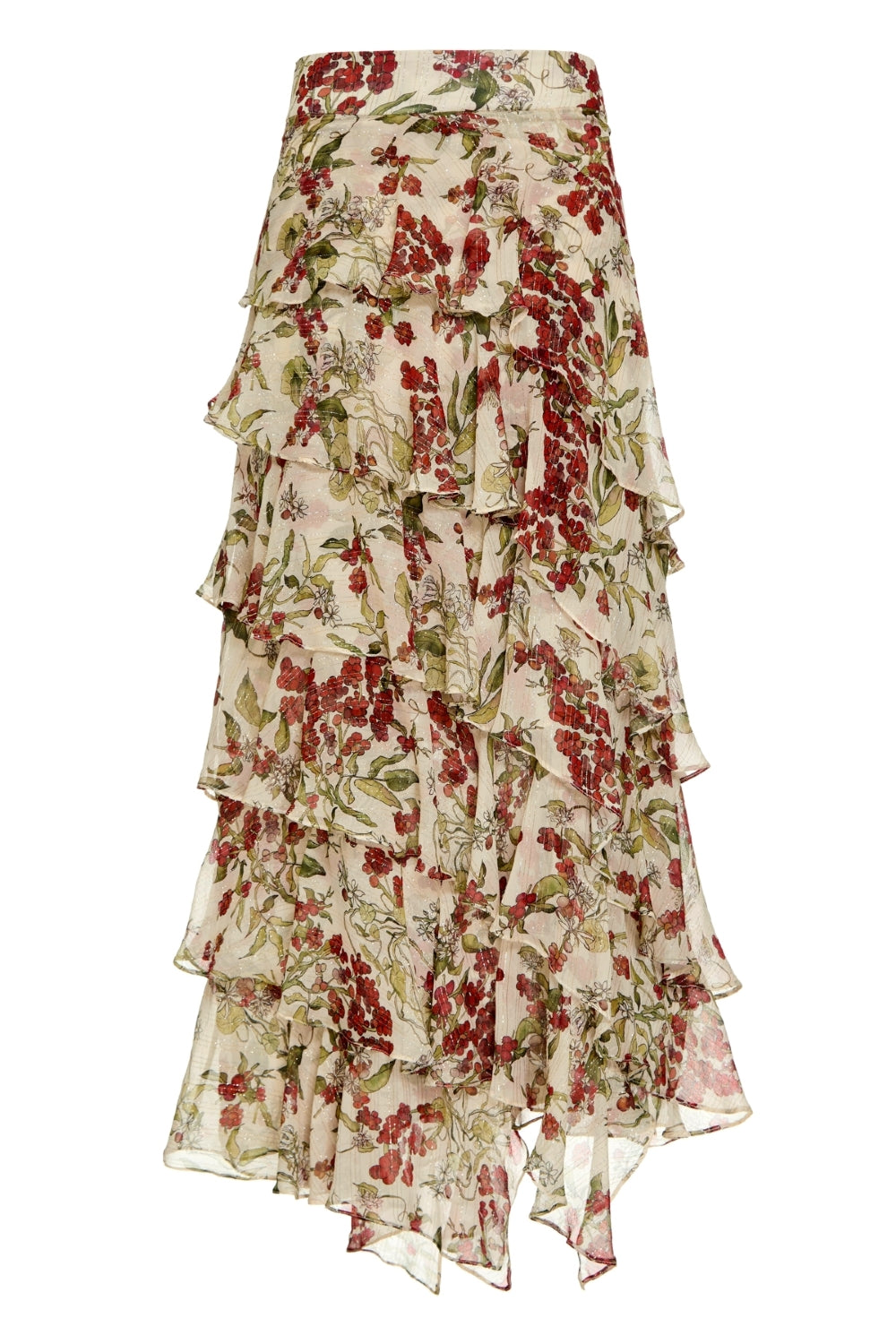 Saia Macchiato Estampada Floral Cafezal