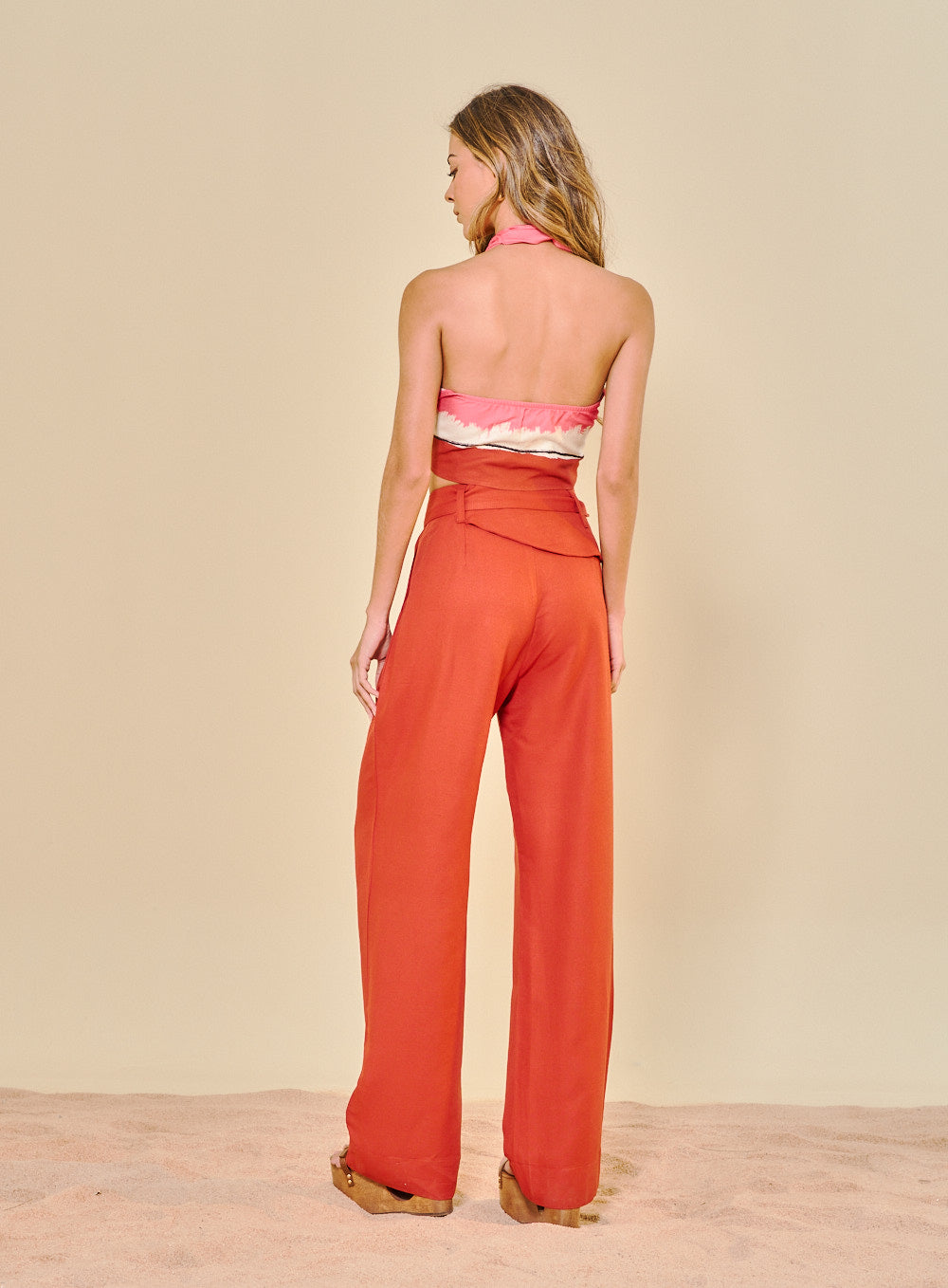 Calça Linho Vermelho Quente