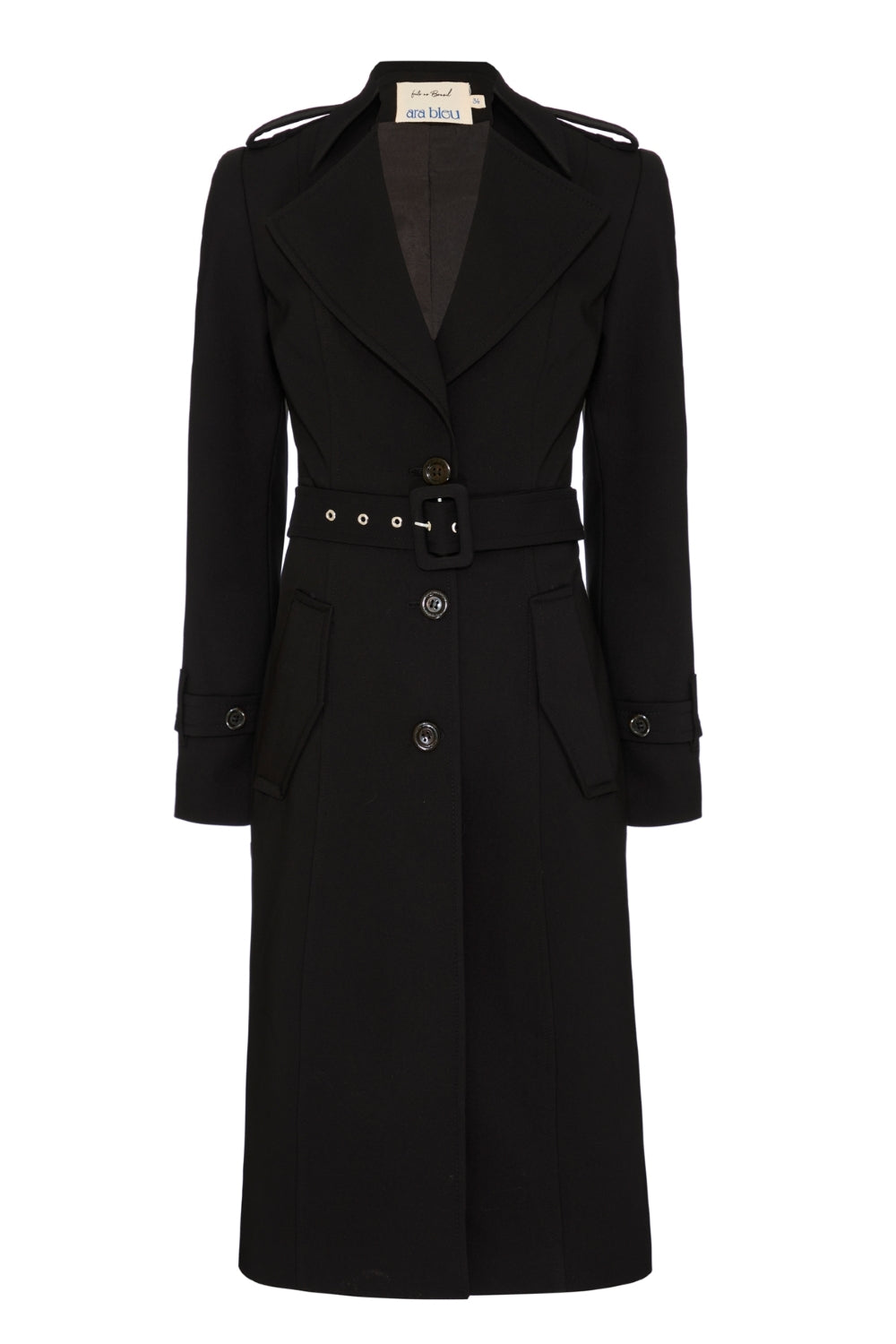 Sobretudo Trench Coat Longo Preto