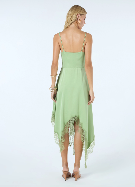 Vestido Pontas Aplicação Renda Verde Toshe-Toshe