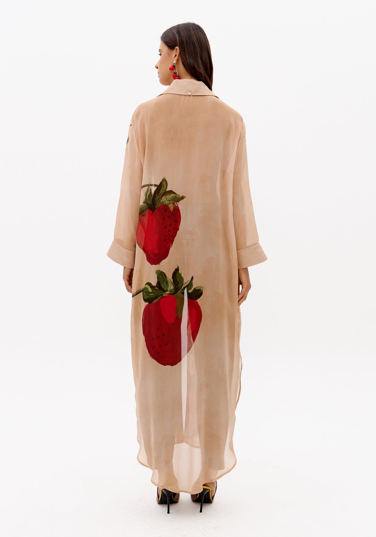 Vestido Chemise Com Estampa De Chiffon