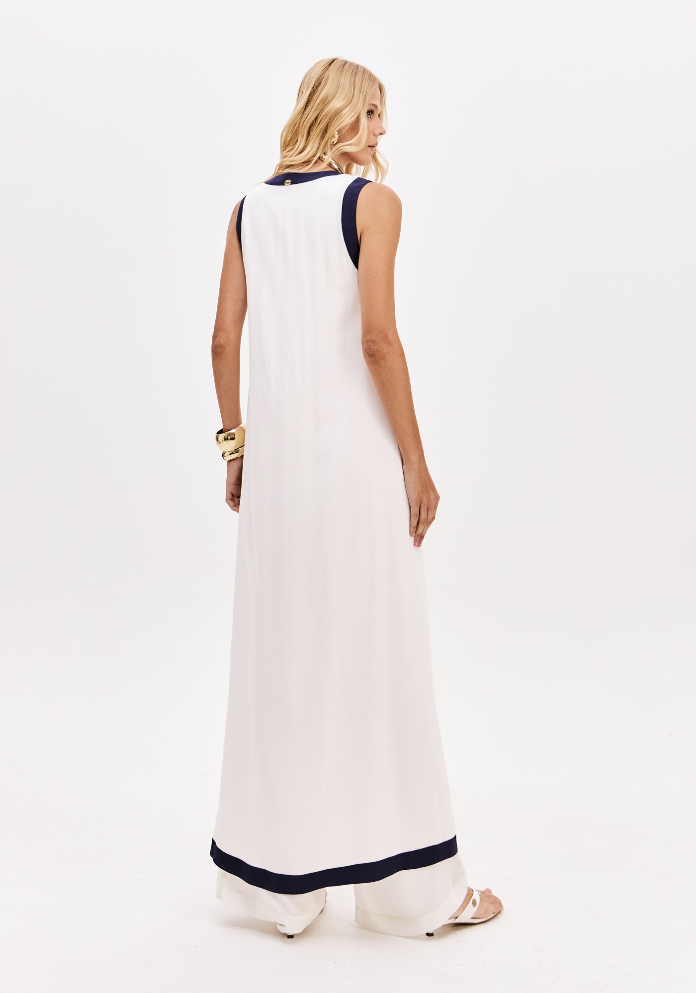 Macacão Longo Sem Mangas Bicolor