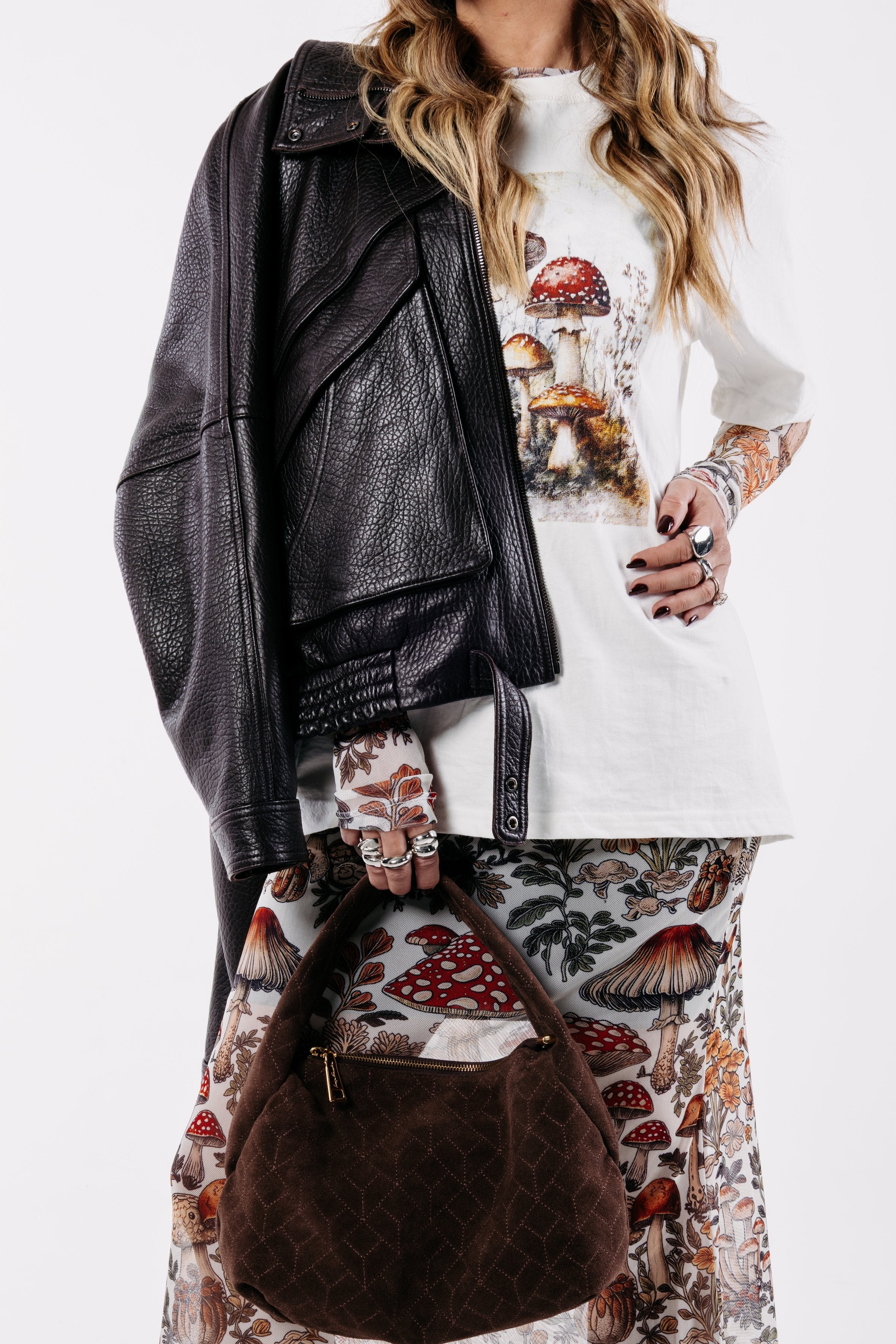 Jaqueta Couro Oversided Marrom