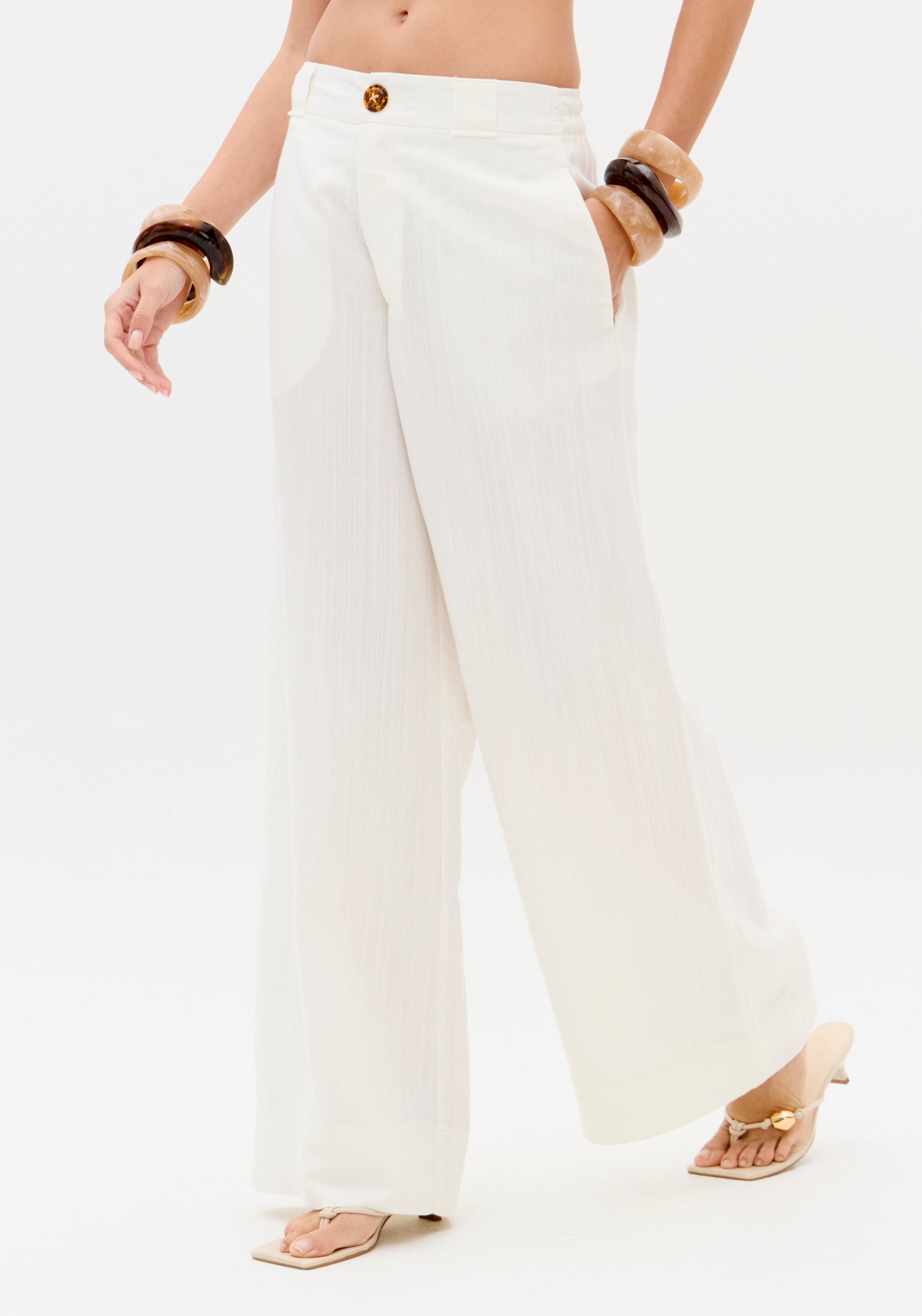 Calça Reta Com Linho OFF