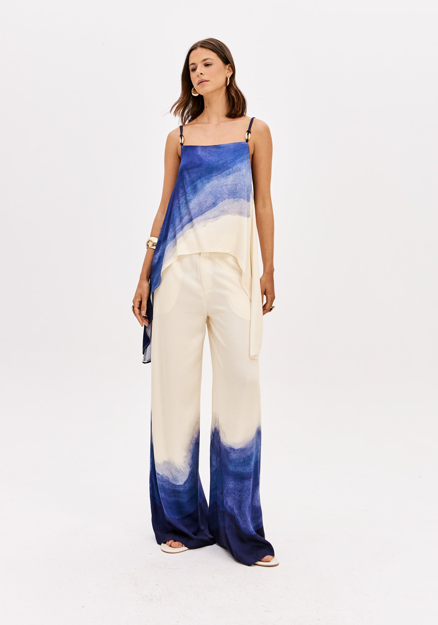 Blusa Alongada De Alças Estampada