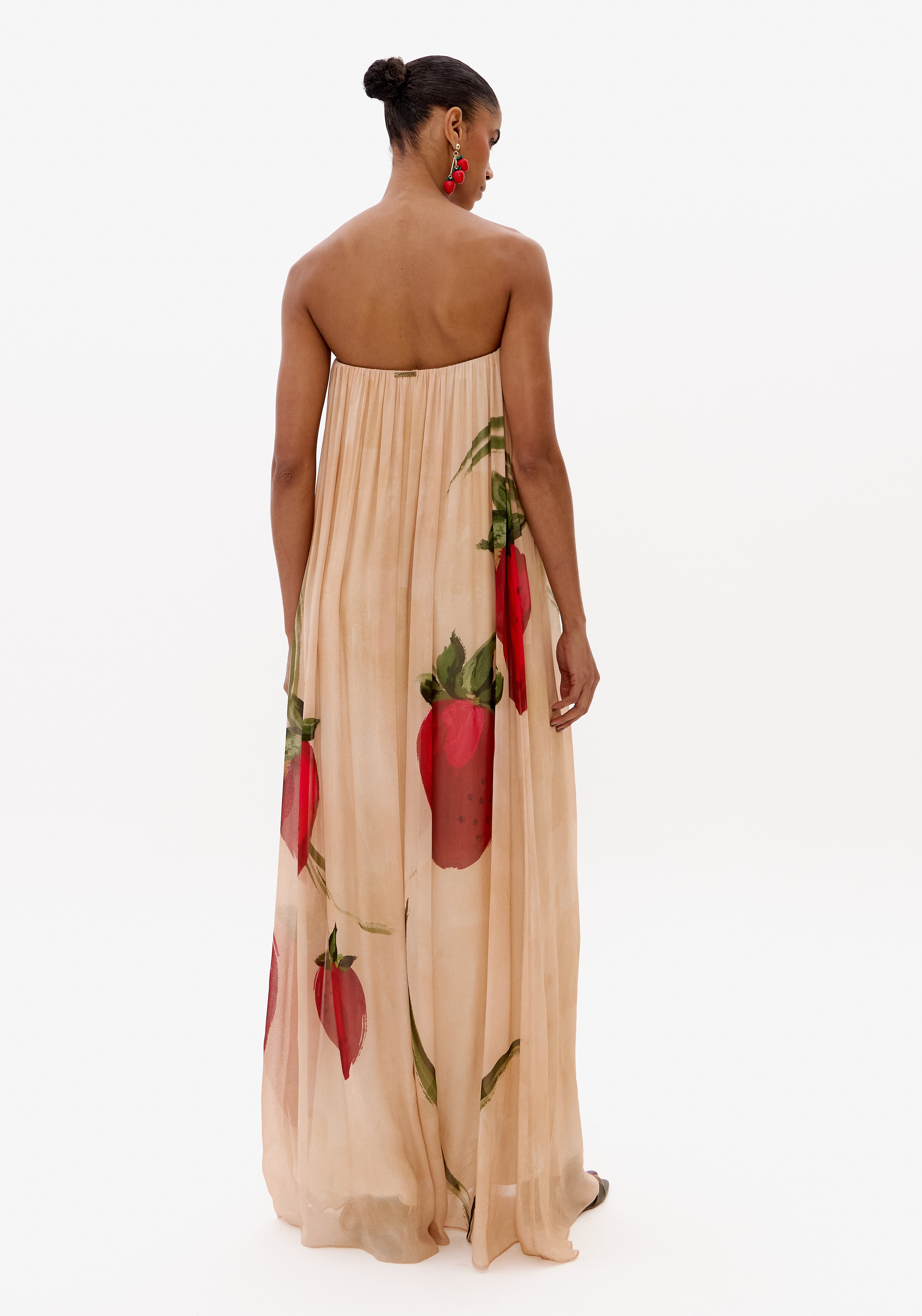 Vestido Longo Sem Alças De Chiffon