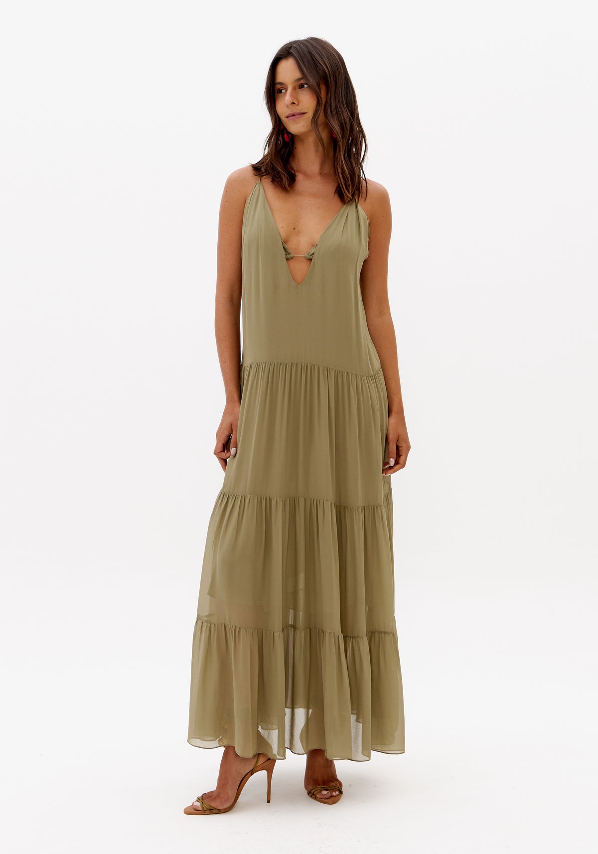 Vestido Longo De Chiffon De Viscose