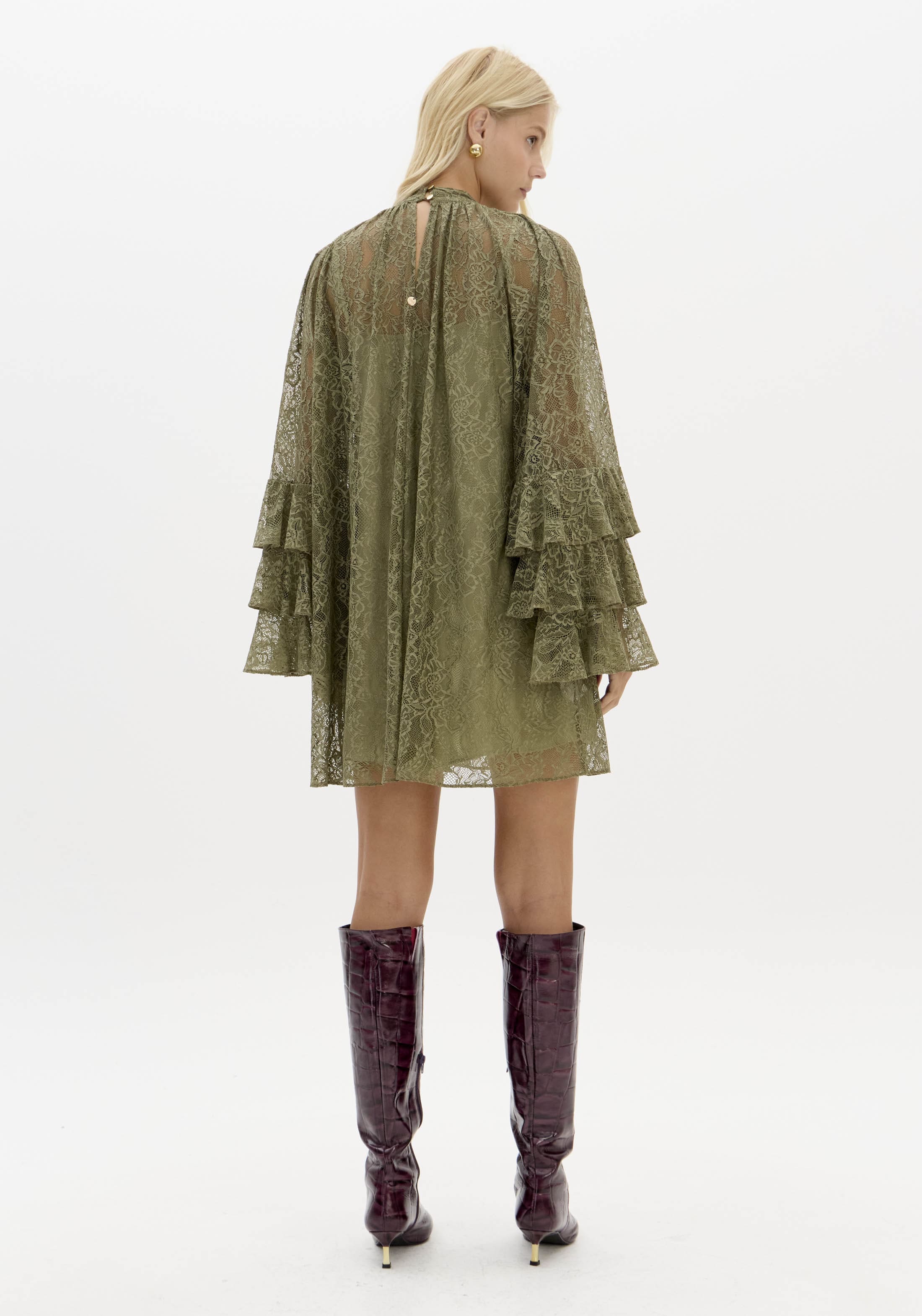 Vestido Curto Manga Longa Verde