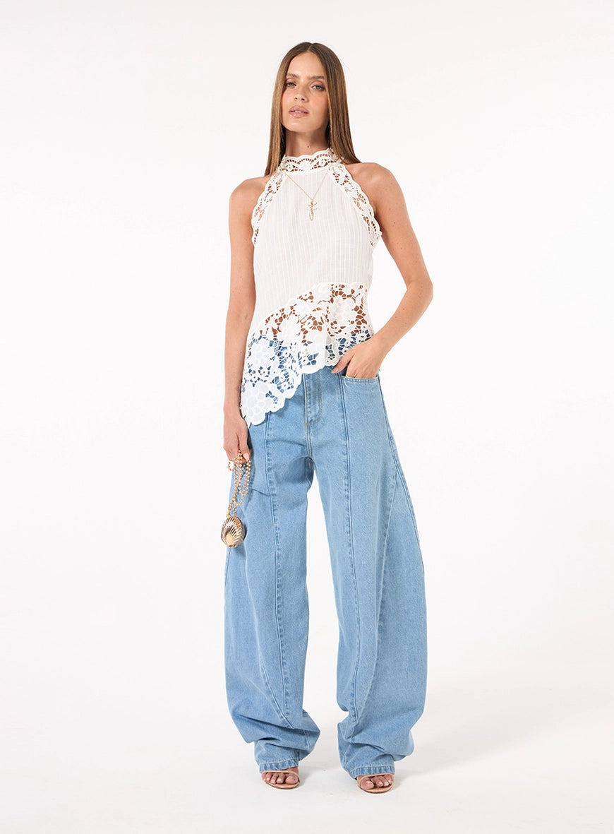 Calça Jeans Barrel Azul Bluer