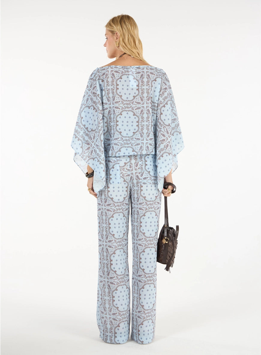 Conjunto Estampado Blusa Manga Só Estampa Paisley