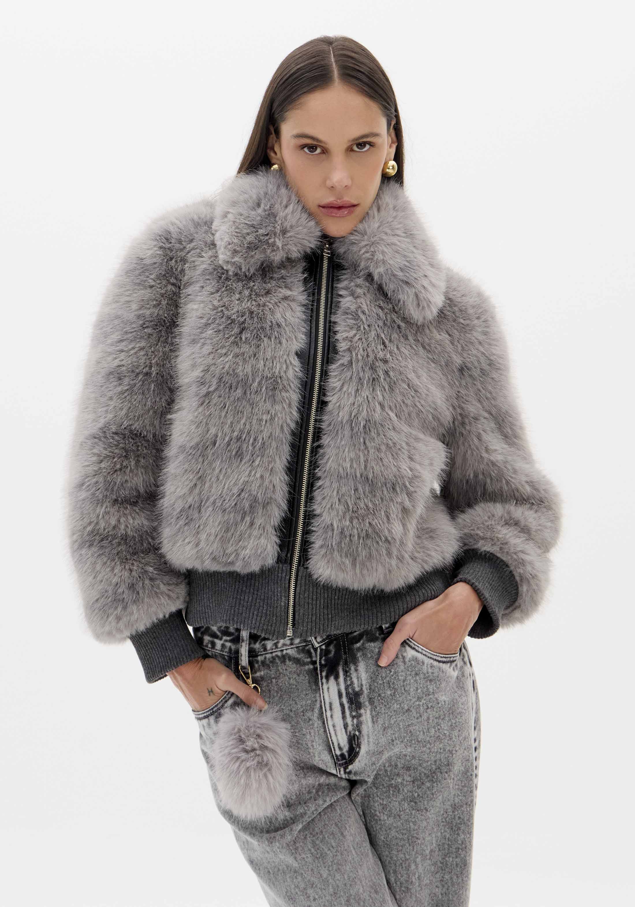 Jaqueta De Pelo Com Gola