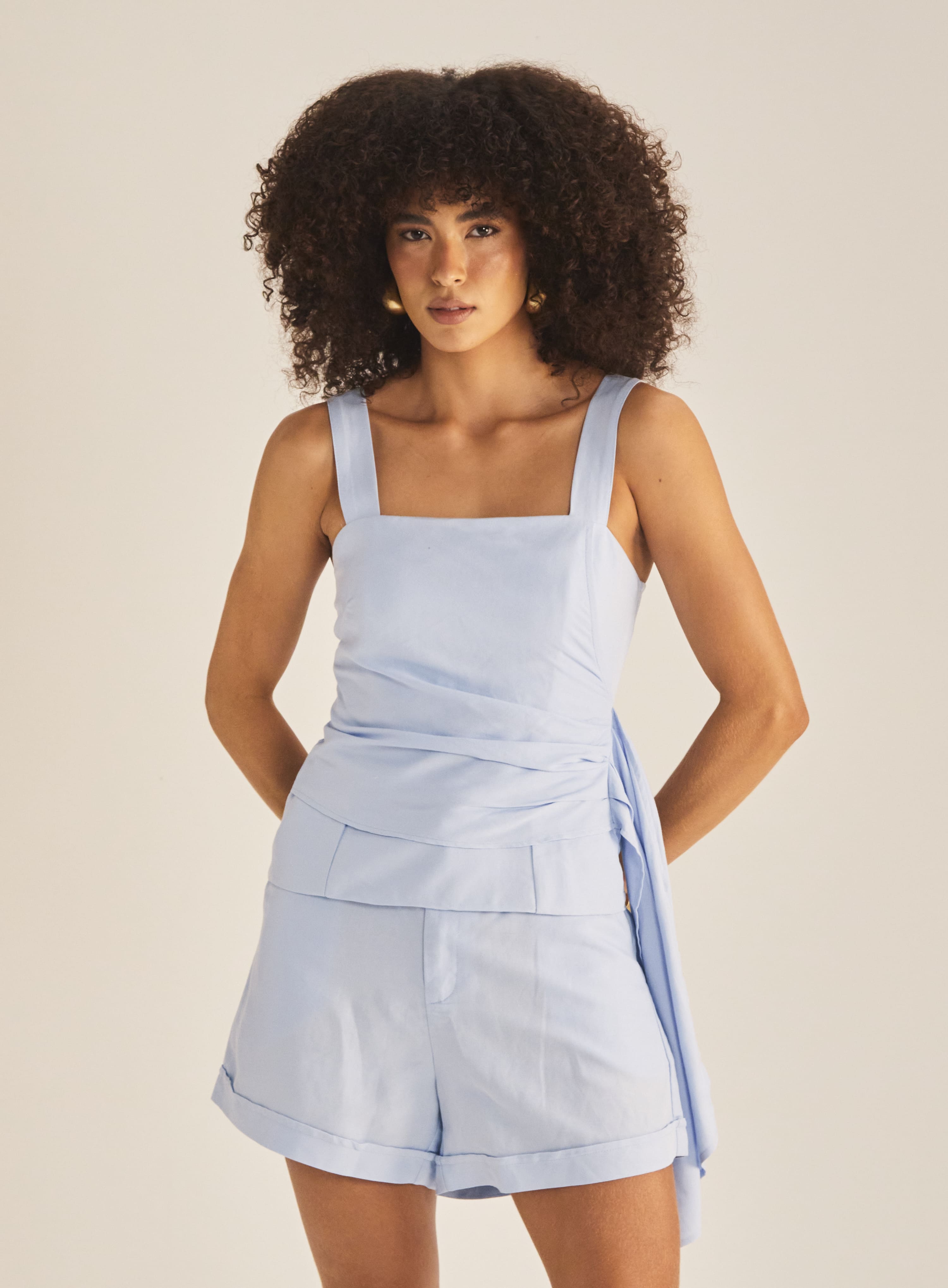 Blusa Linho Azul Tranquil Blue