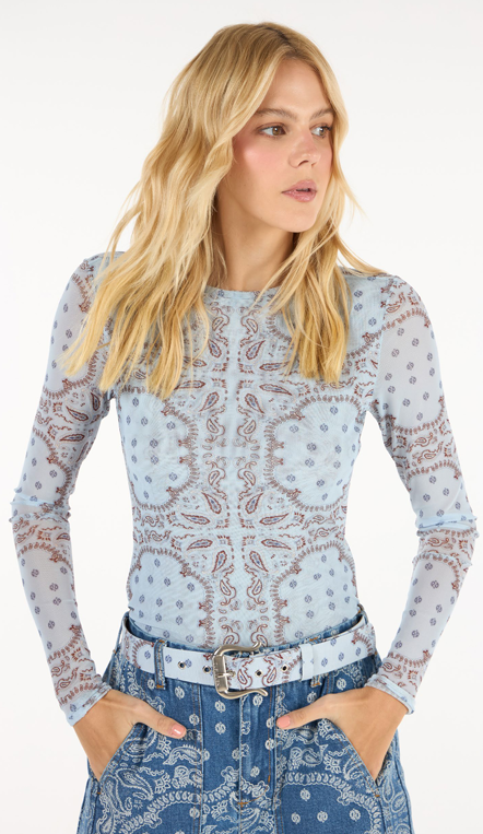 Blusa Tule Estampada Estampa Paisley