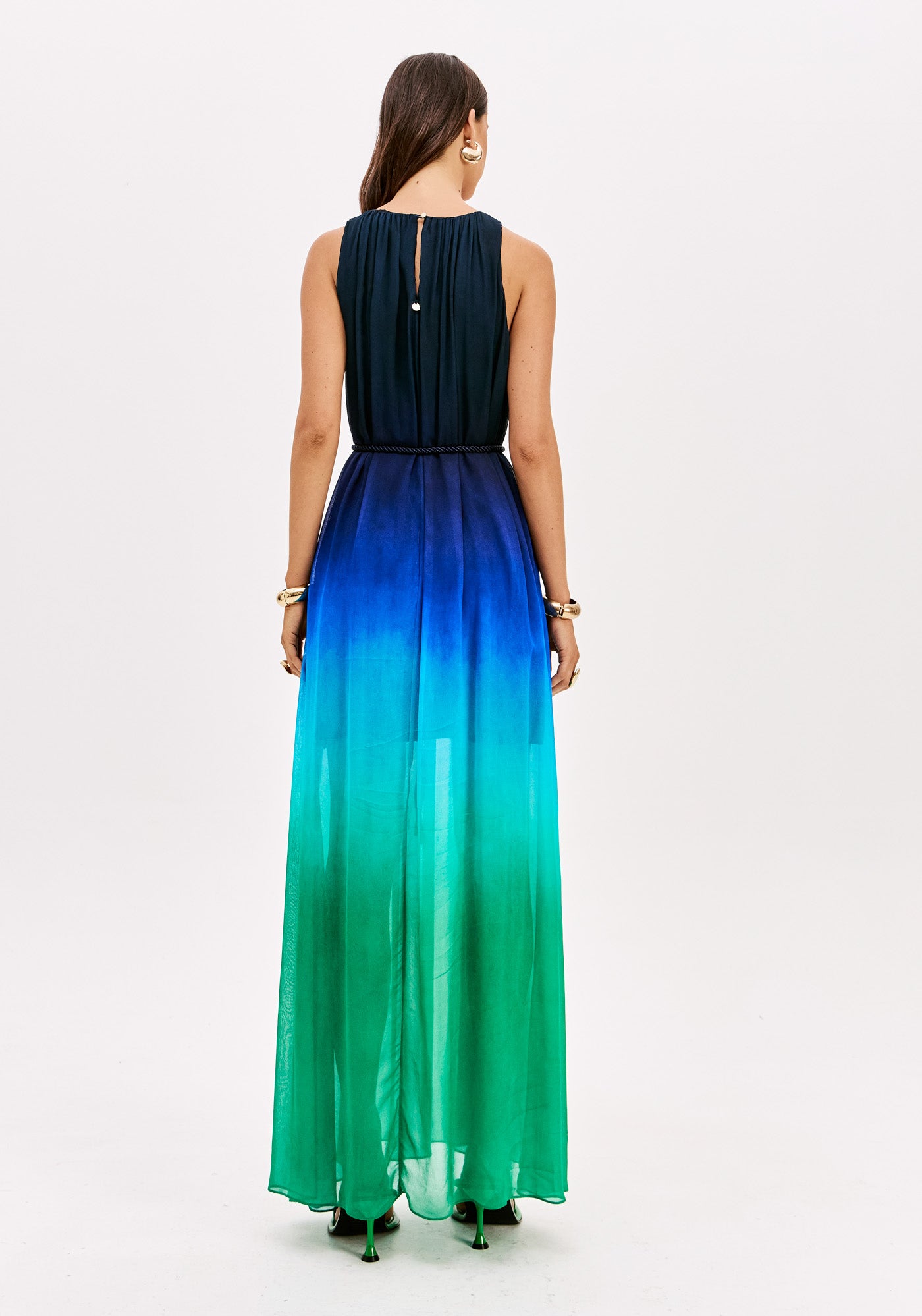 Vestido Longo Sem Manga Estampado