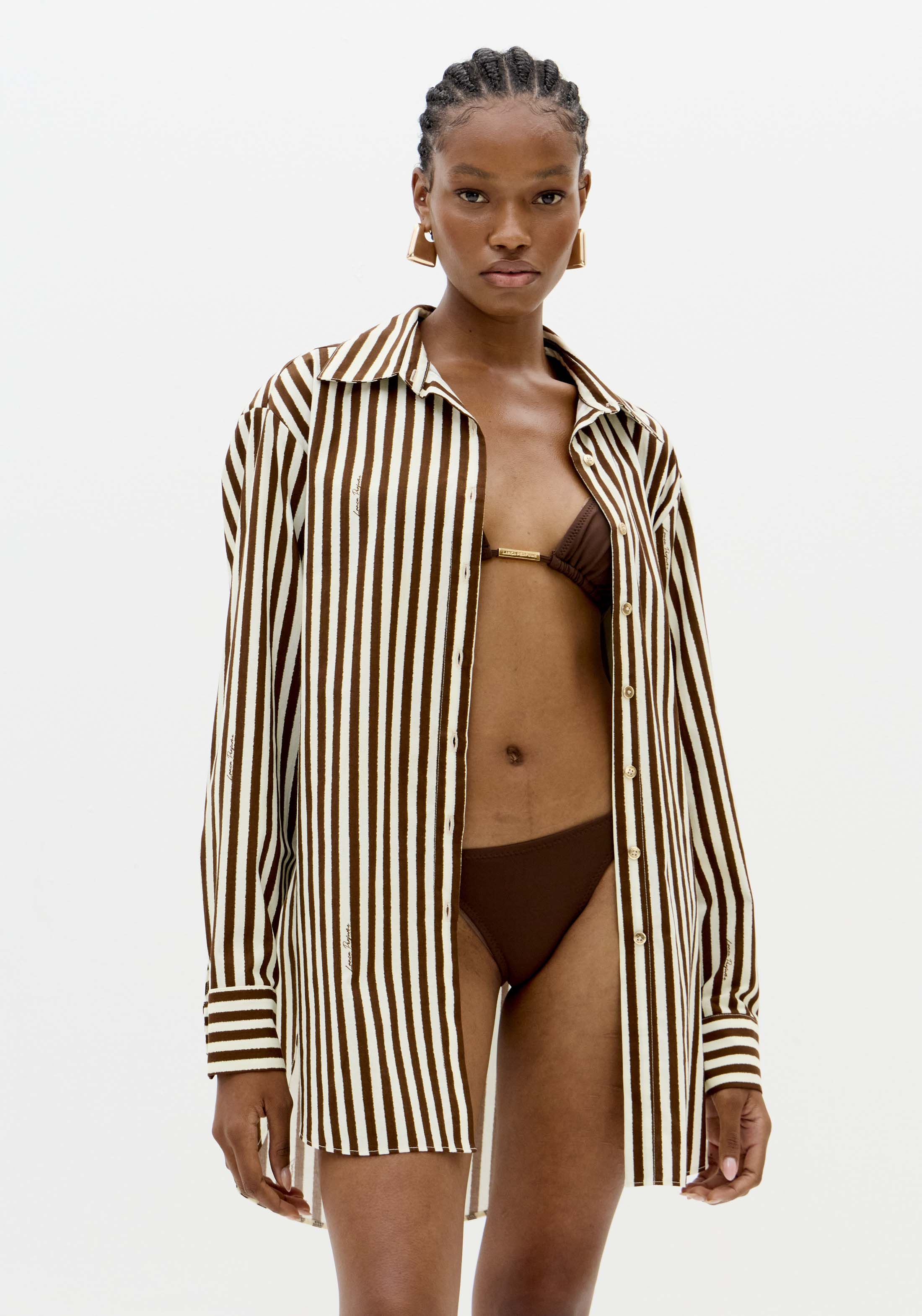 Camisa Alongada Estampada Listrada