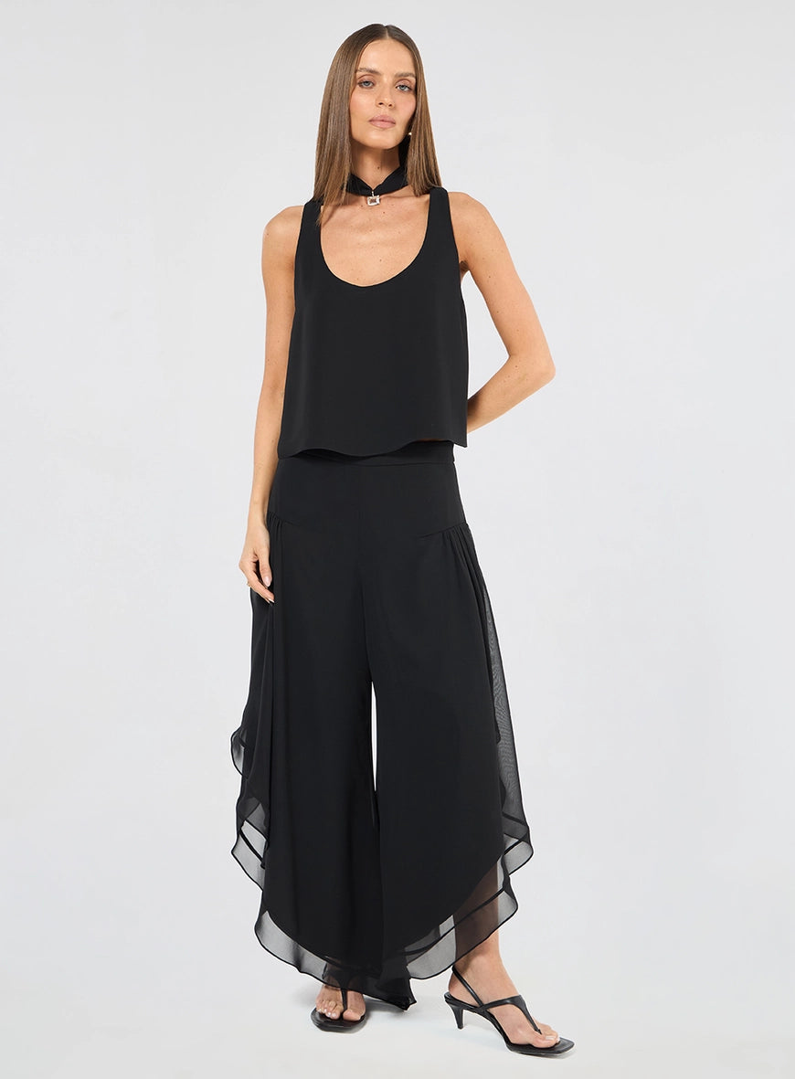 Conjunto Blusa E Calçã Pantacourt Preto