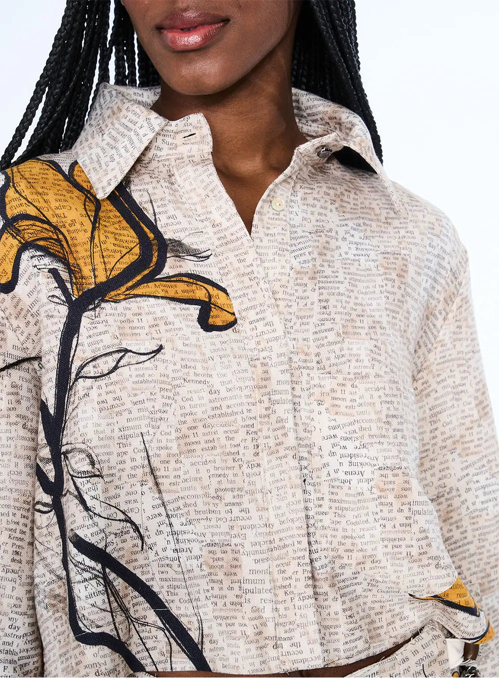 Camisa Linho Estampada Louvre News FL