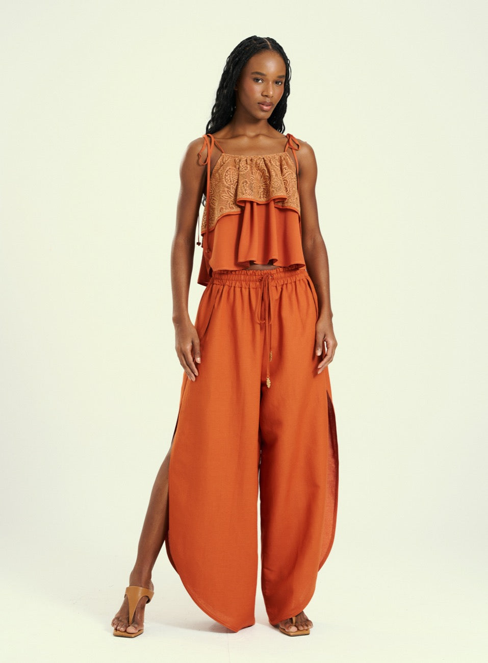 Calça Linho Marrom Caramel