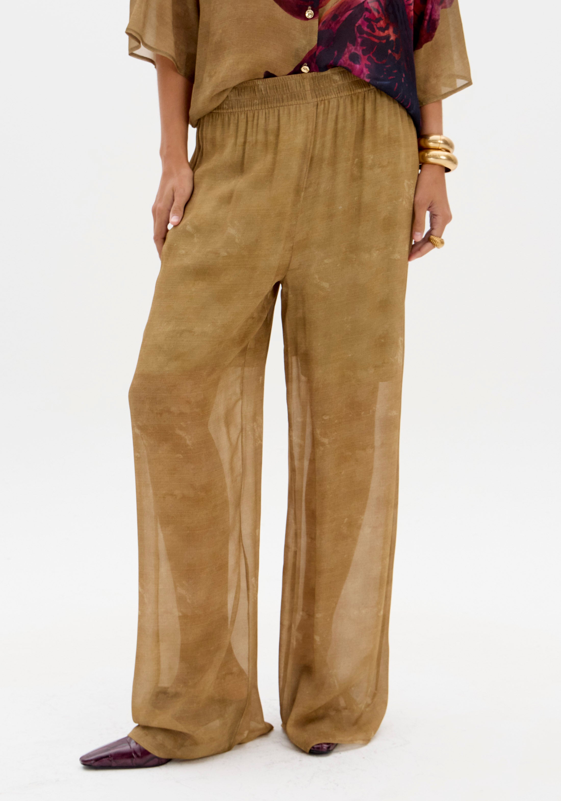 Calça Wide Leg Estampada