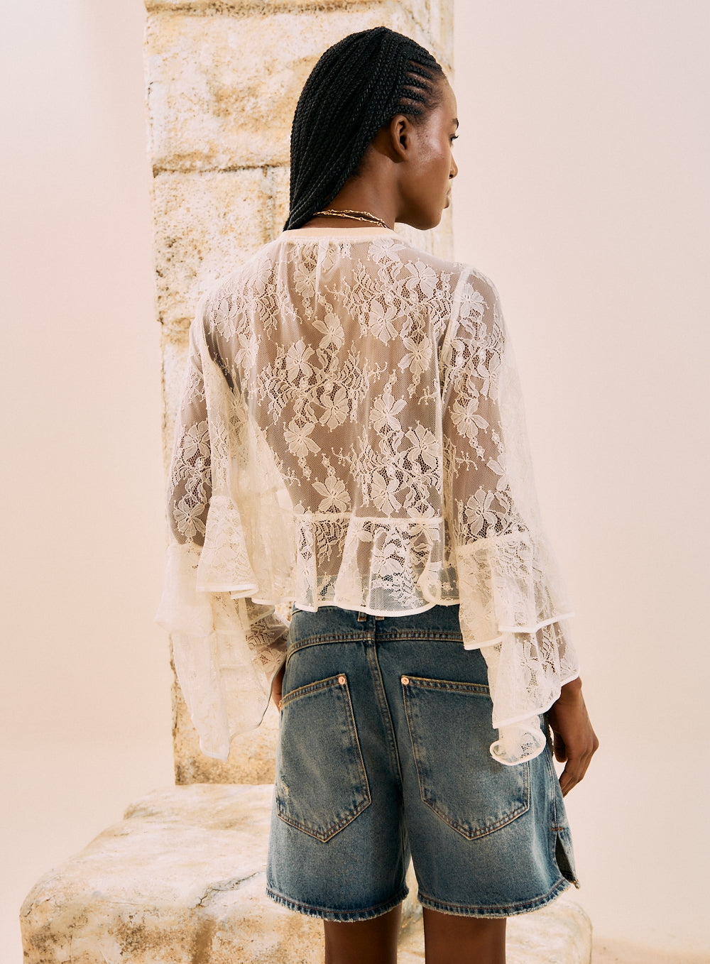 Blusa Renda Bege Italian