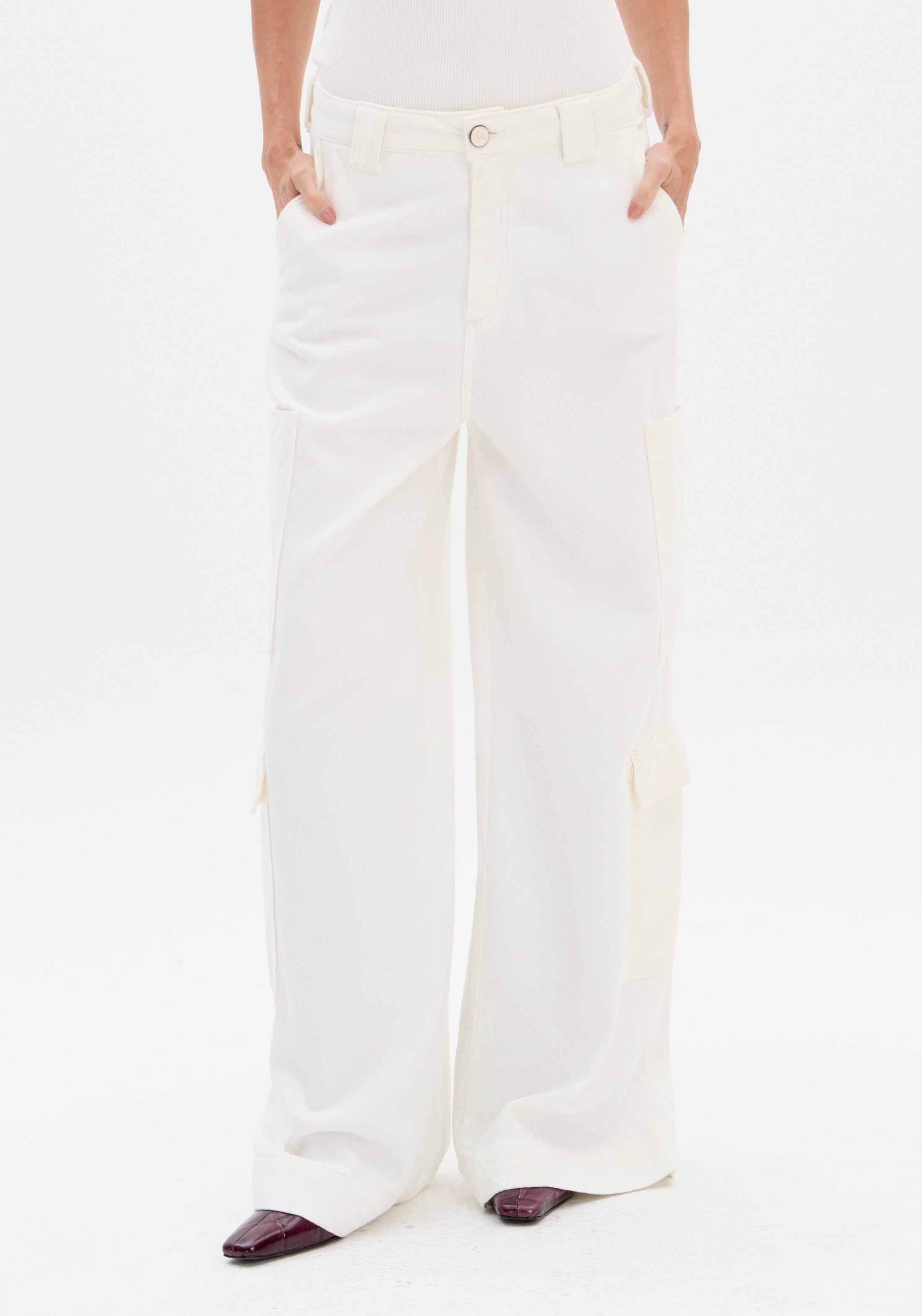 Calça Sarja Relaxed Cargo High