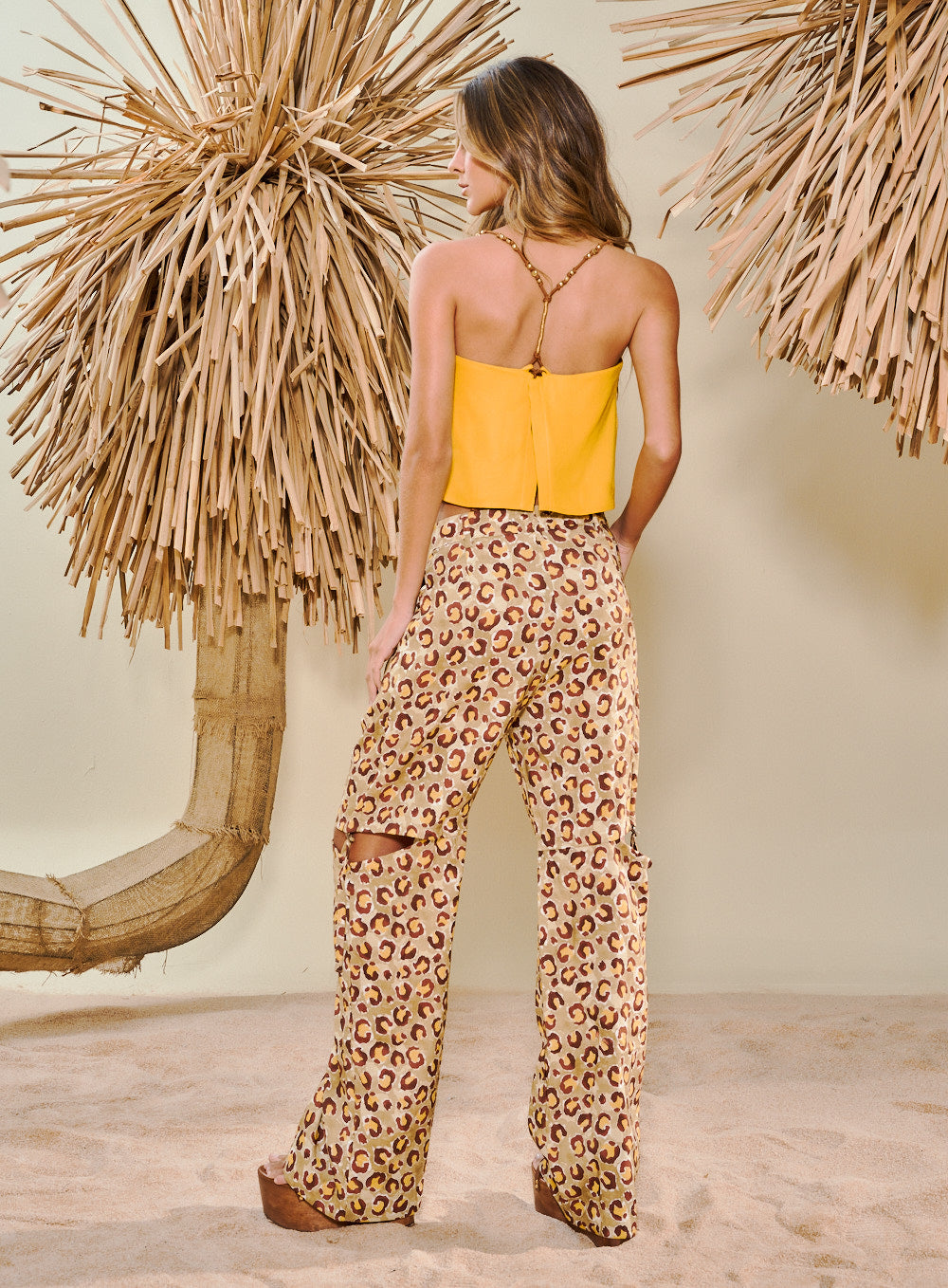 Calça Linho Estampado Mini Savage