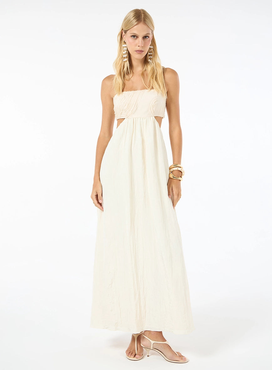 Vestido Midi Cut Out Waves Bege Pivone