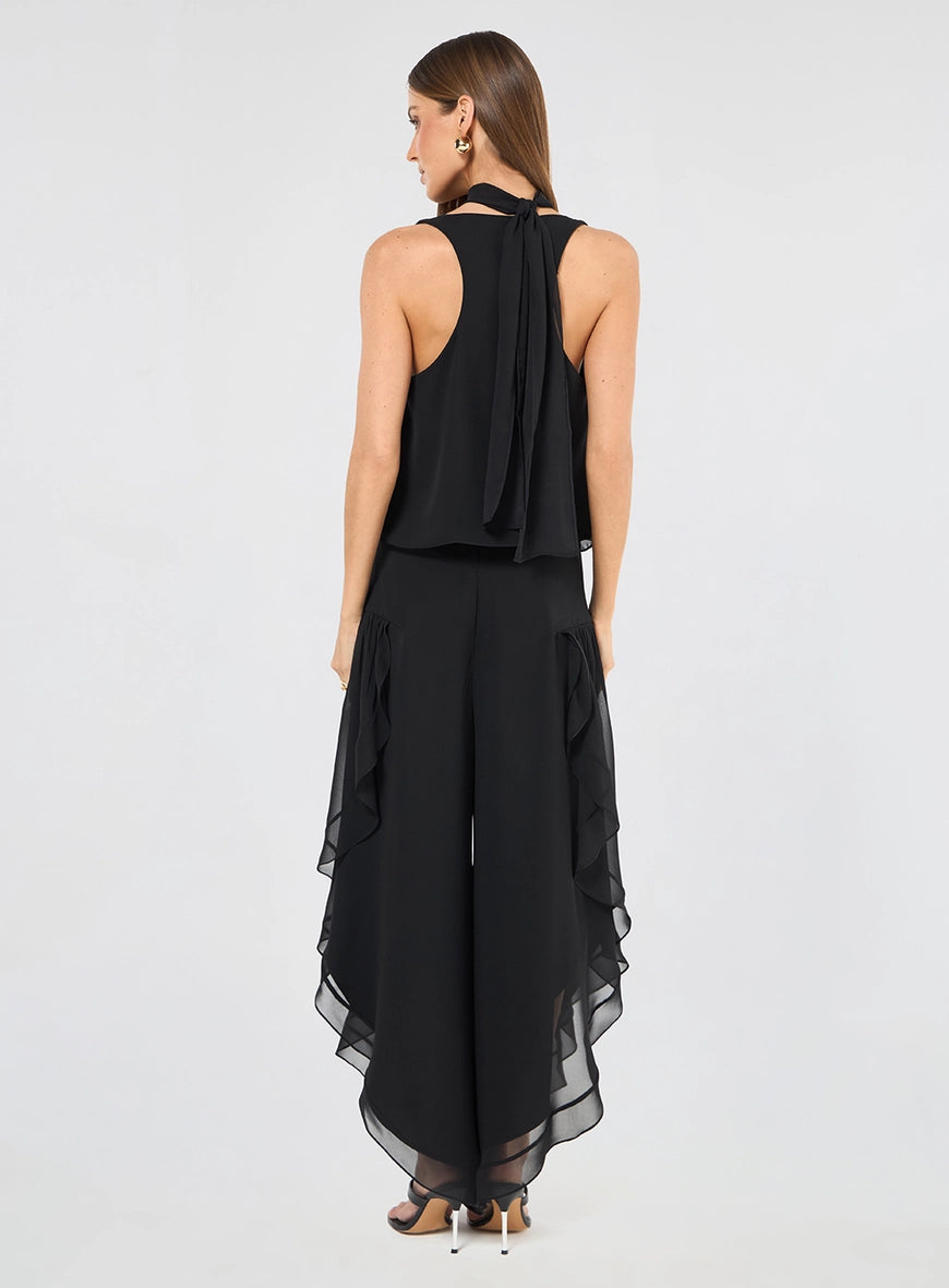 Conjunto Blusa E Calçã Pantacourt Preto