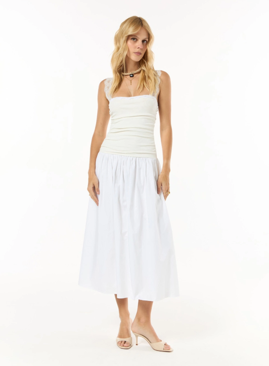 Vestido Top Malha E Saia Tricoline