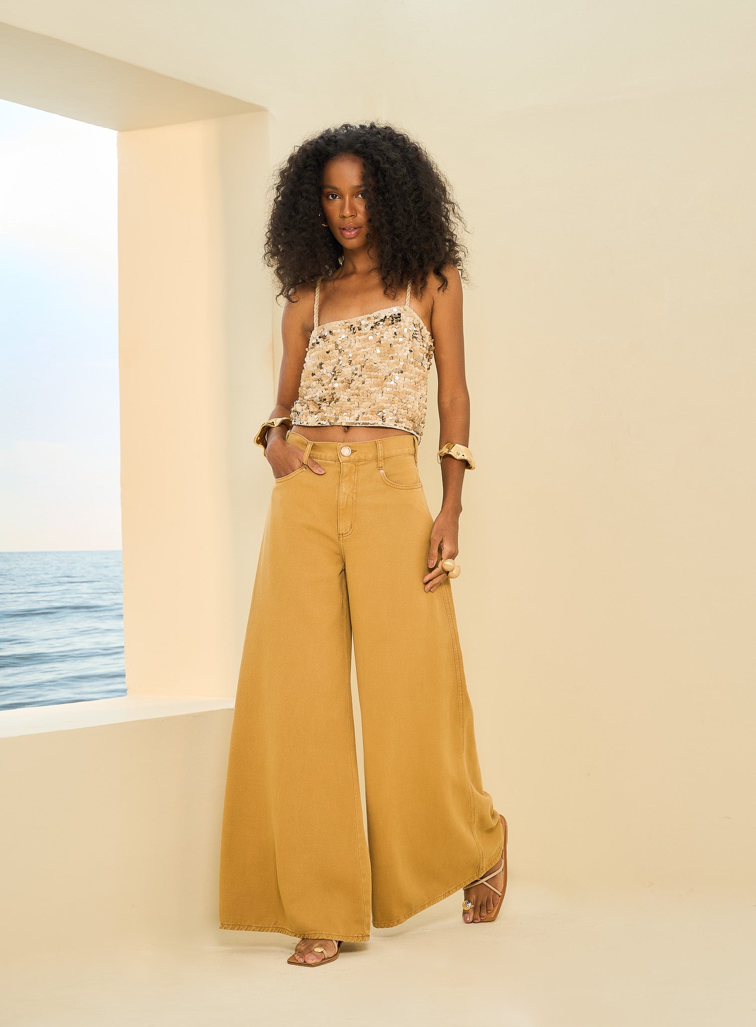 Calça Sarja Thassia Marrom Cominho