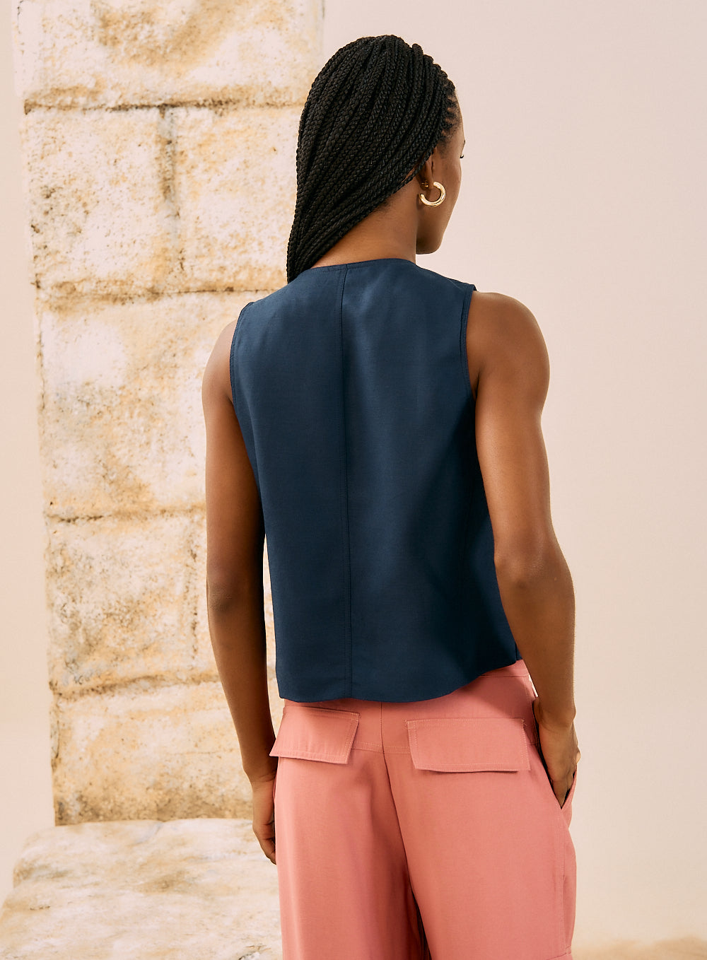 Colete Linho Azul Grecia