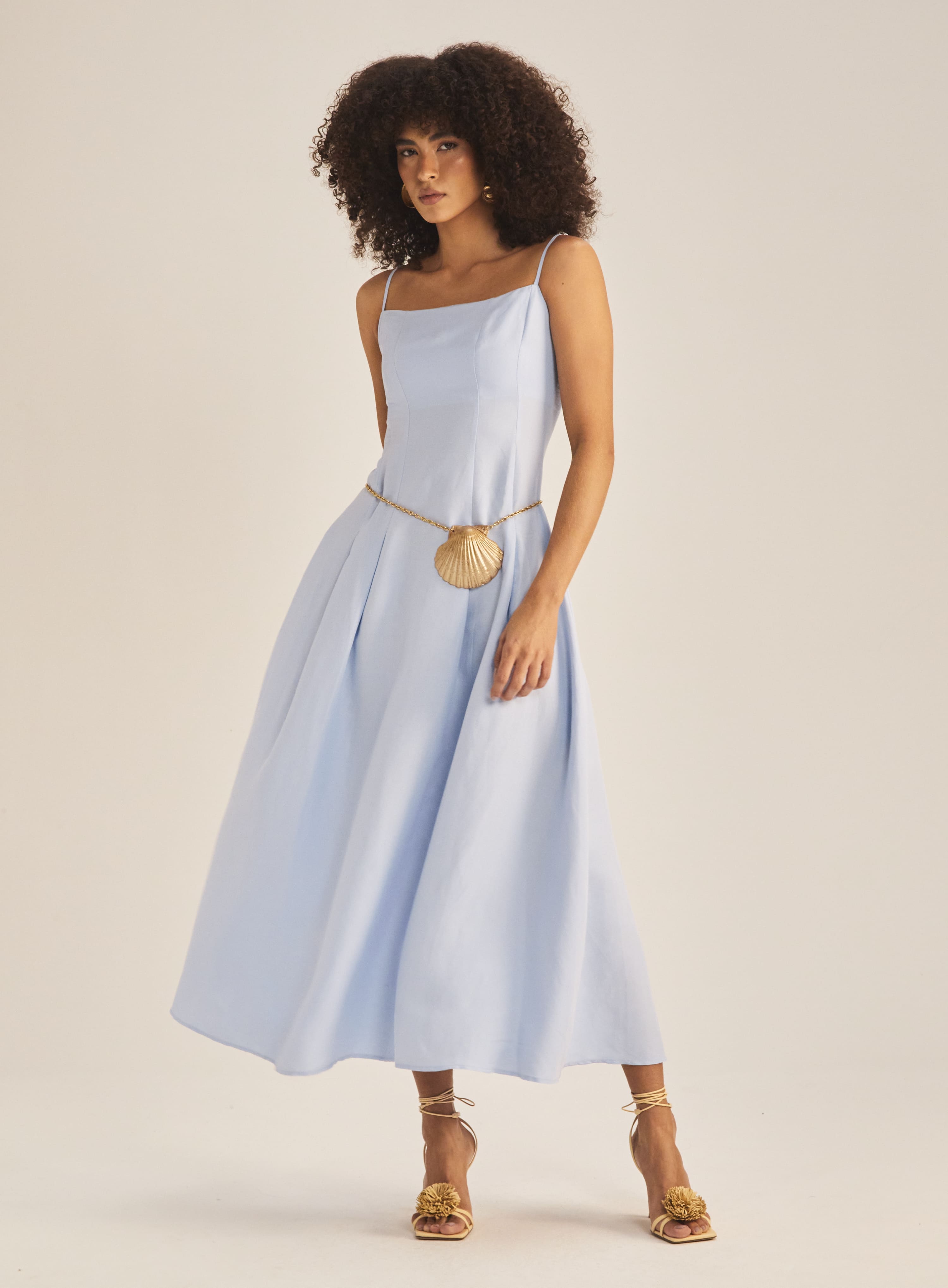 Vestido Linho Azul Tranquil Blue