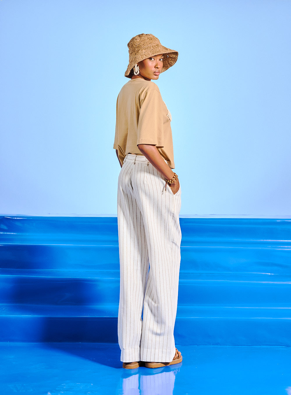 Calça Linho Listrada OFF