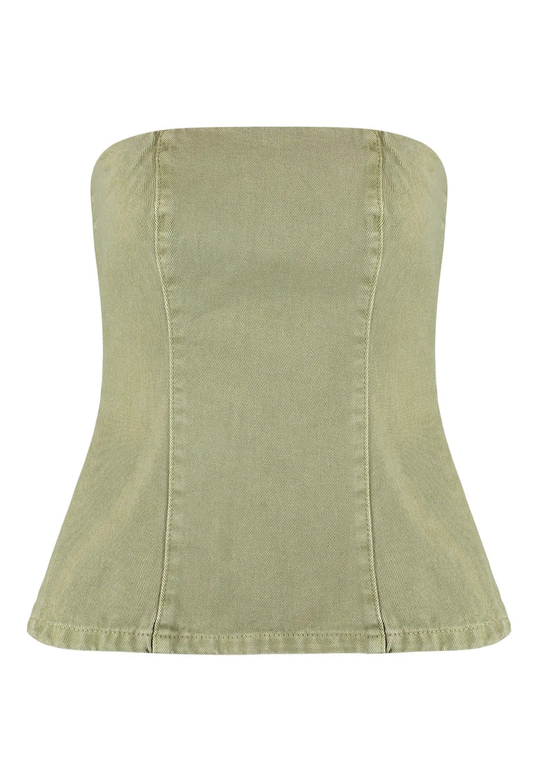 Top Alongado Brave Verde Raffia