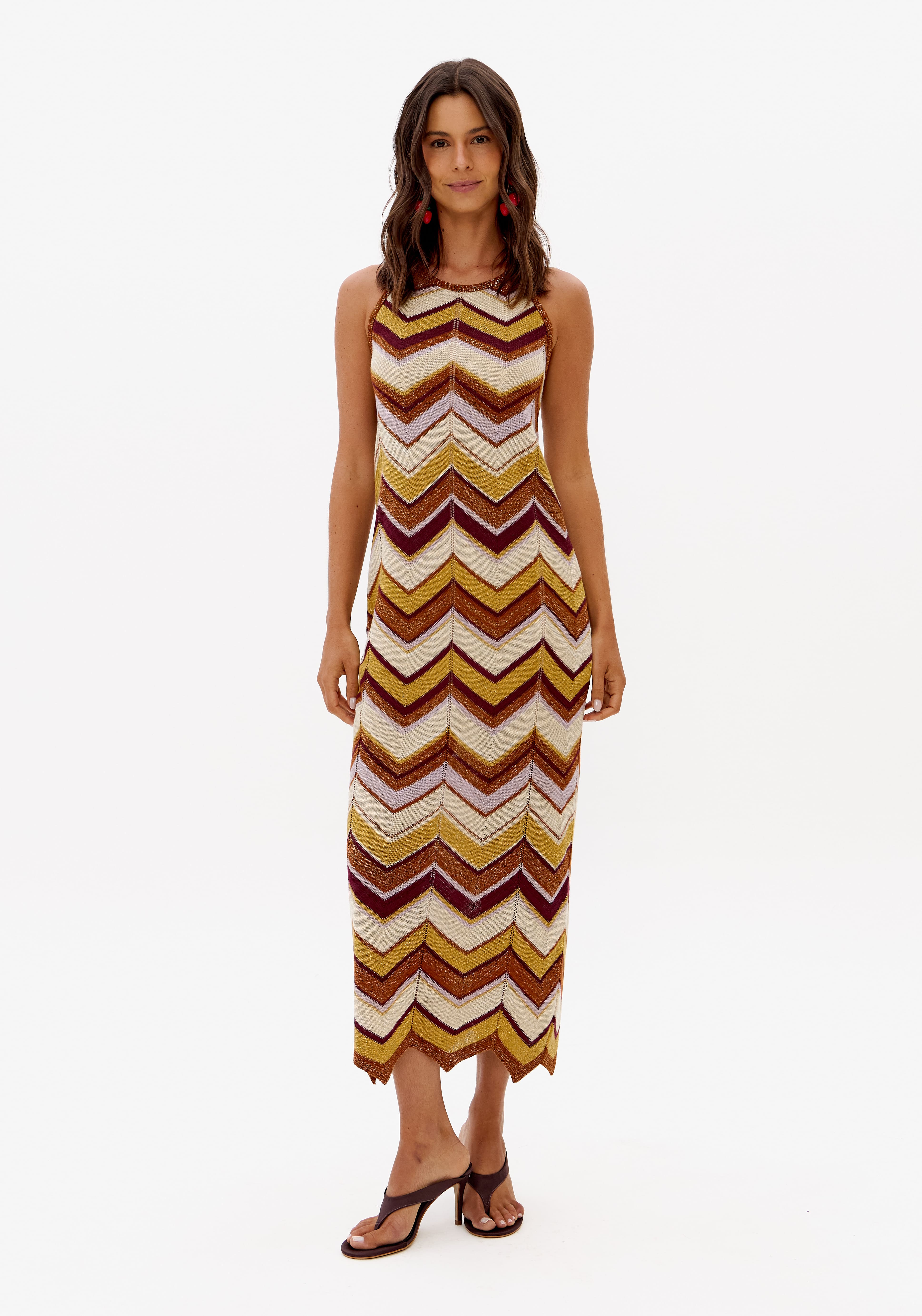 Vestido Trico Longo Frente Unica