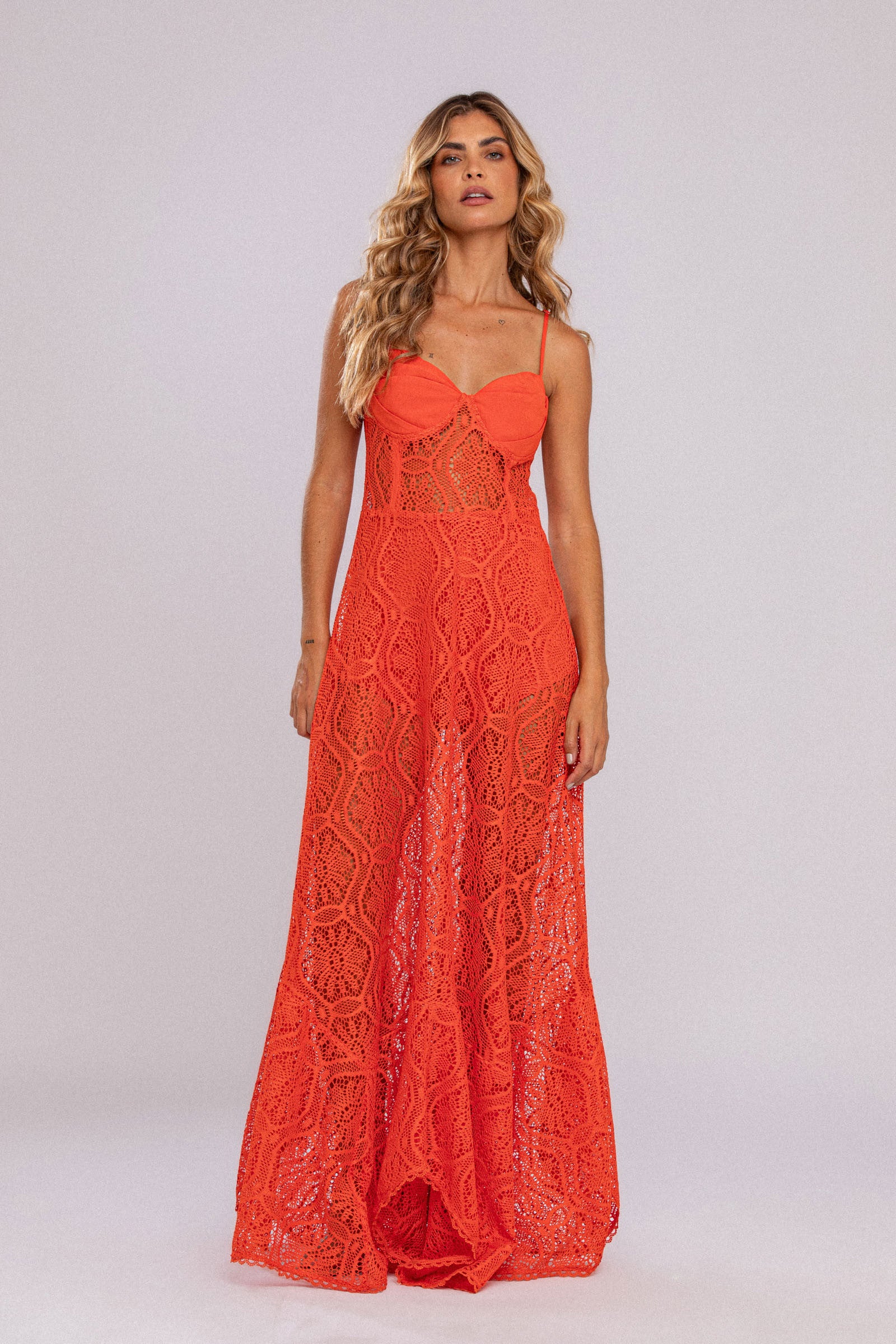 Vestido Transparência Grovy Laranja