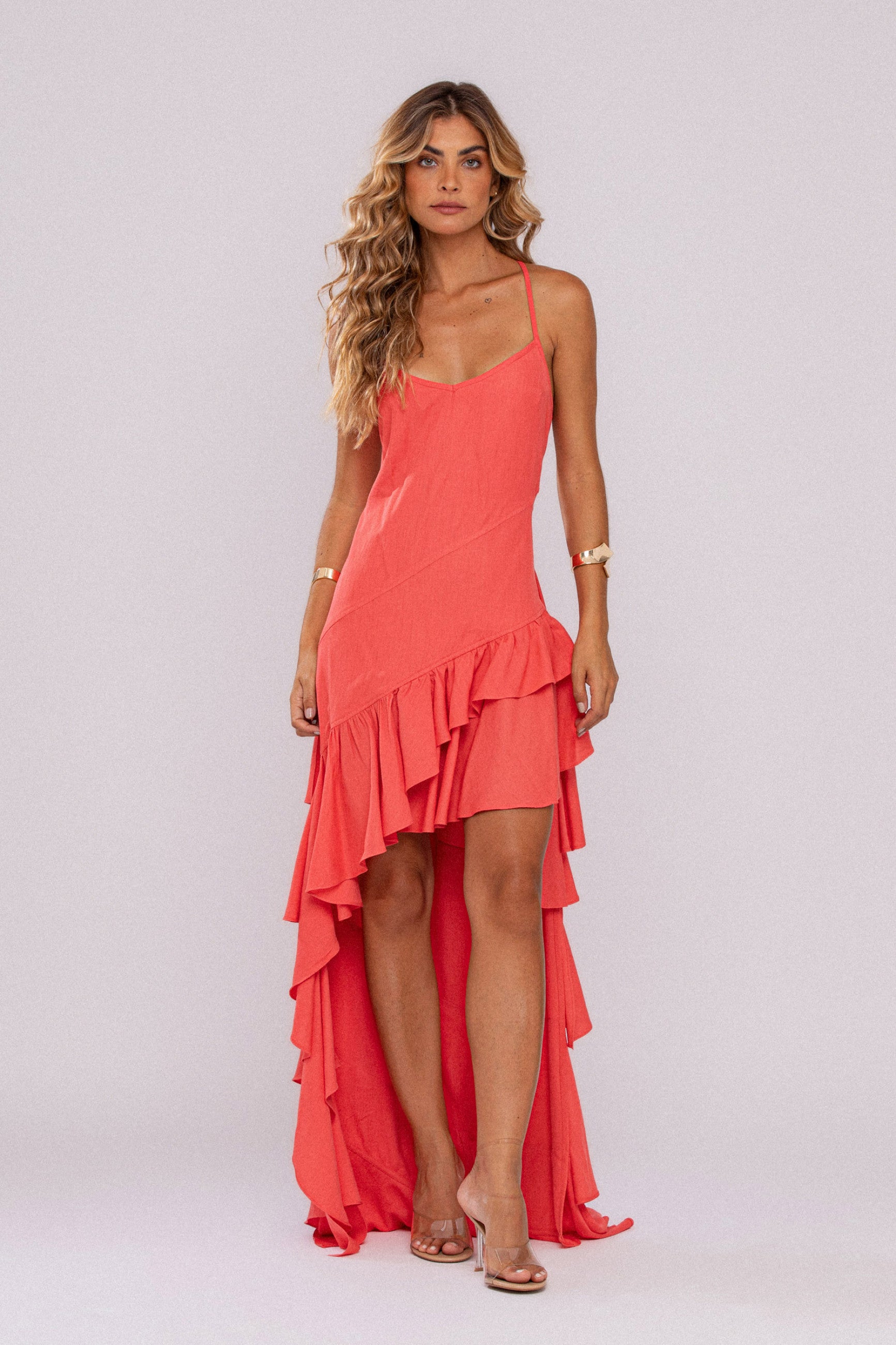 Vestido Camadas Bali Coral