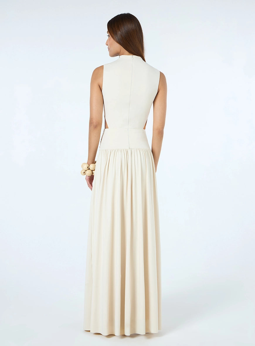 Vestido Longo Pala Torcida Bege Gale