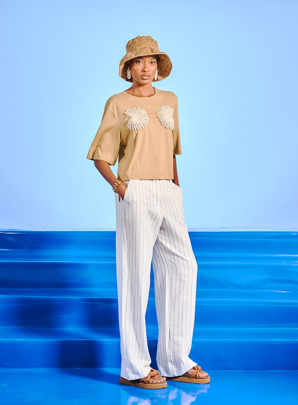 Calça Linho Listrada OFF