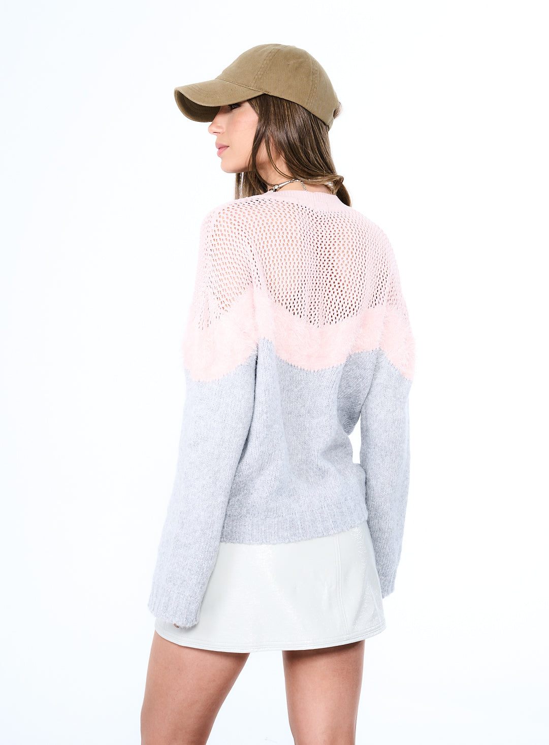 Blusa Tricô Cinza/Rosa