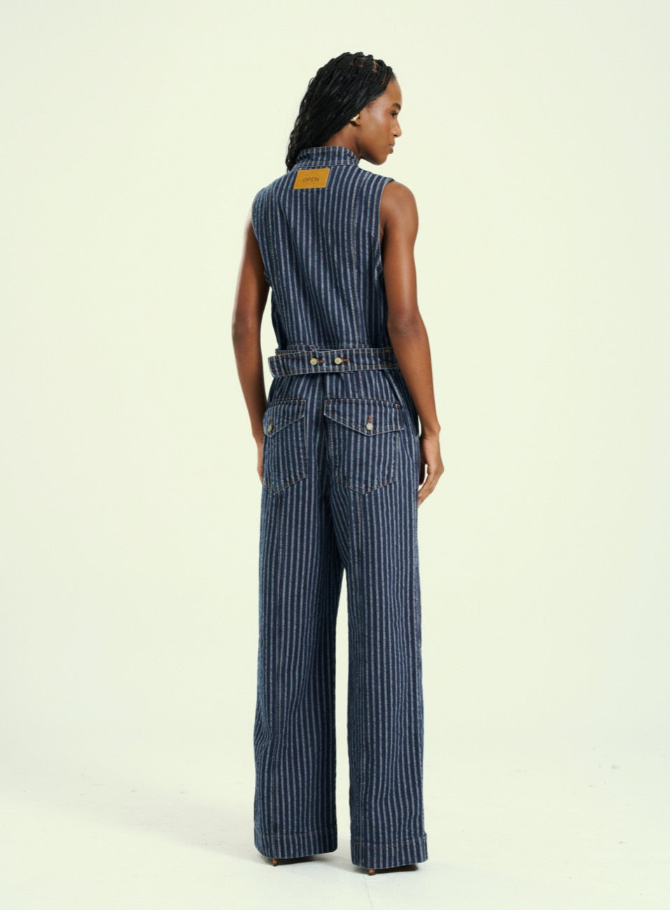 Macacão Jeans Listrado