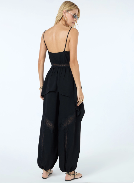 Calça Alladim Recortes Renda Preto